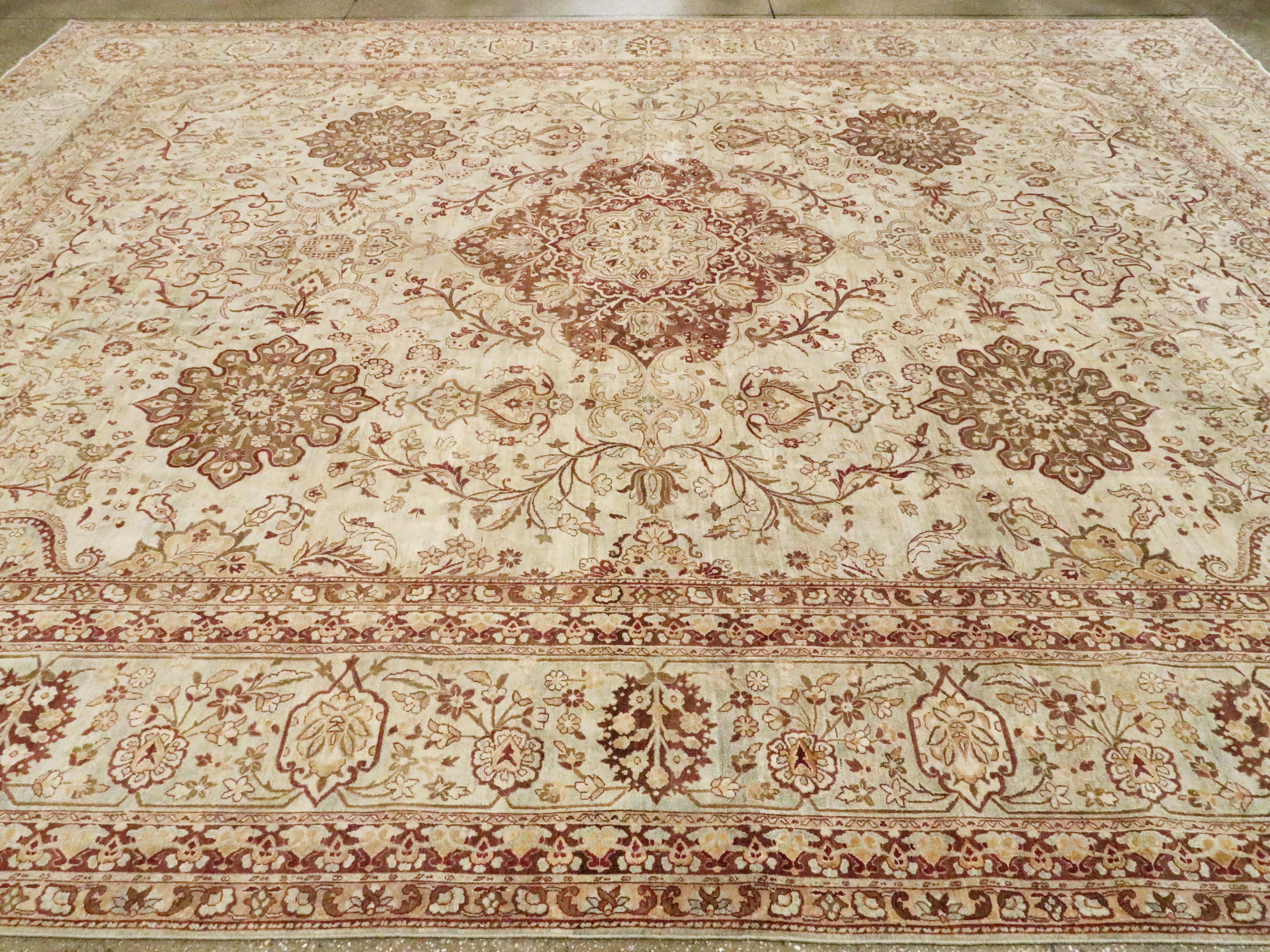 Antique Persian Lavar Kerman Carpet For Sale 5