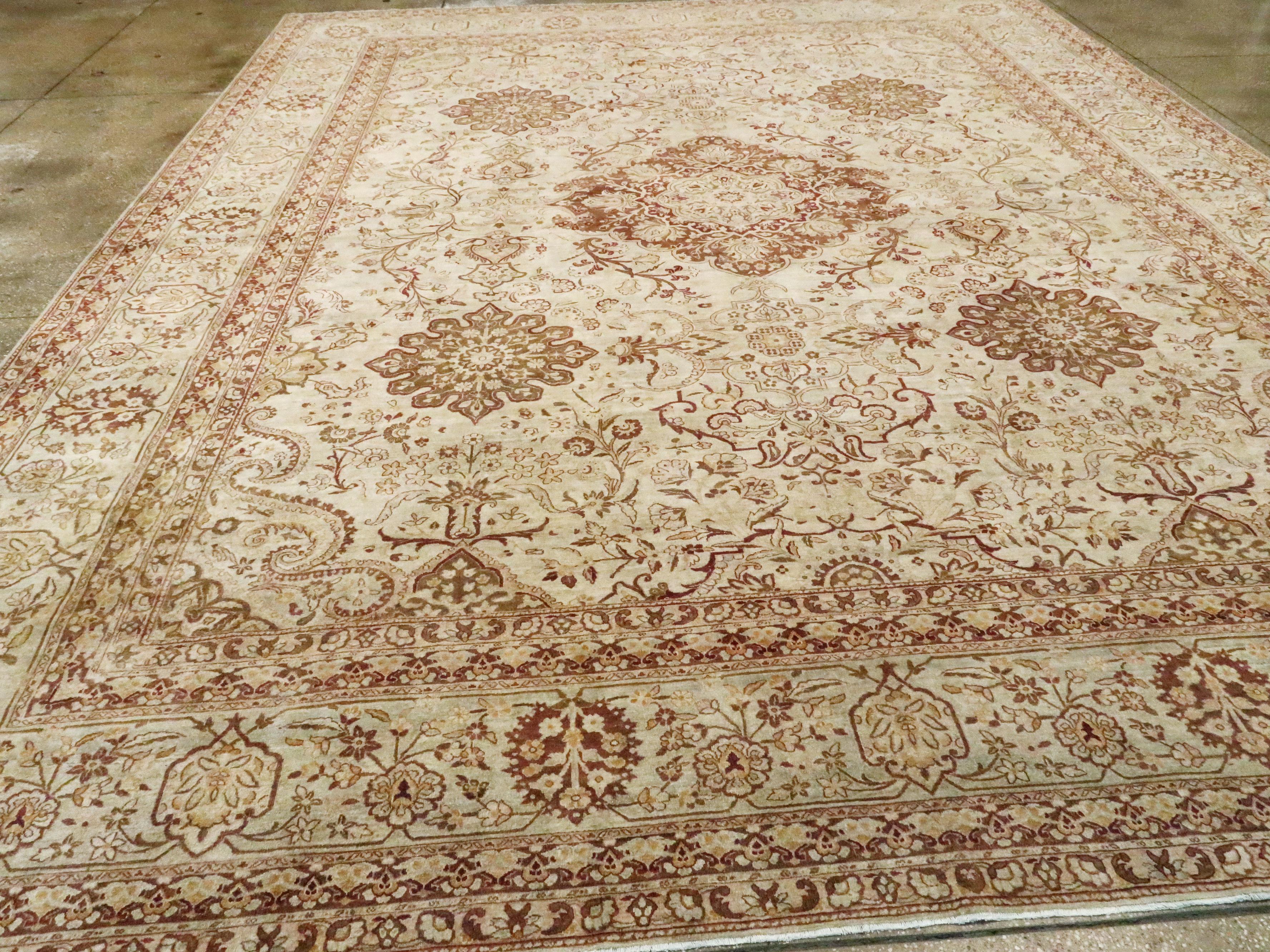 20th Century Antique Persian Lavar Kerman Carpet For Sale