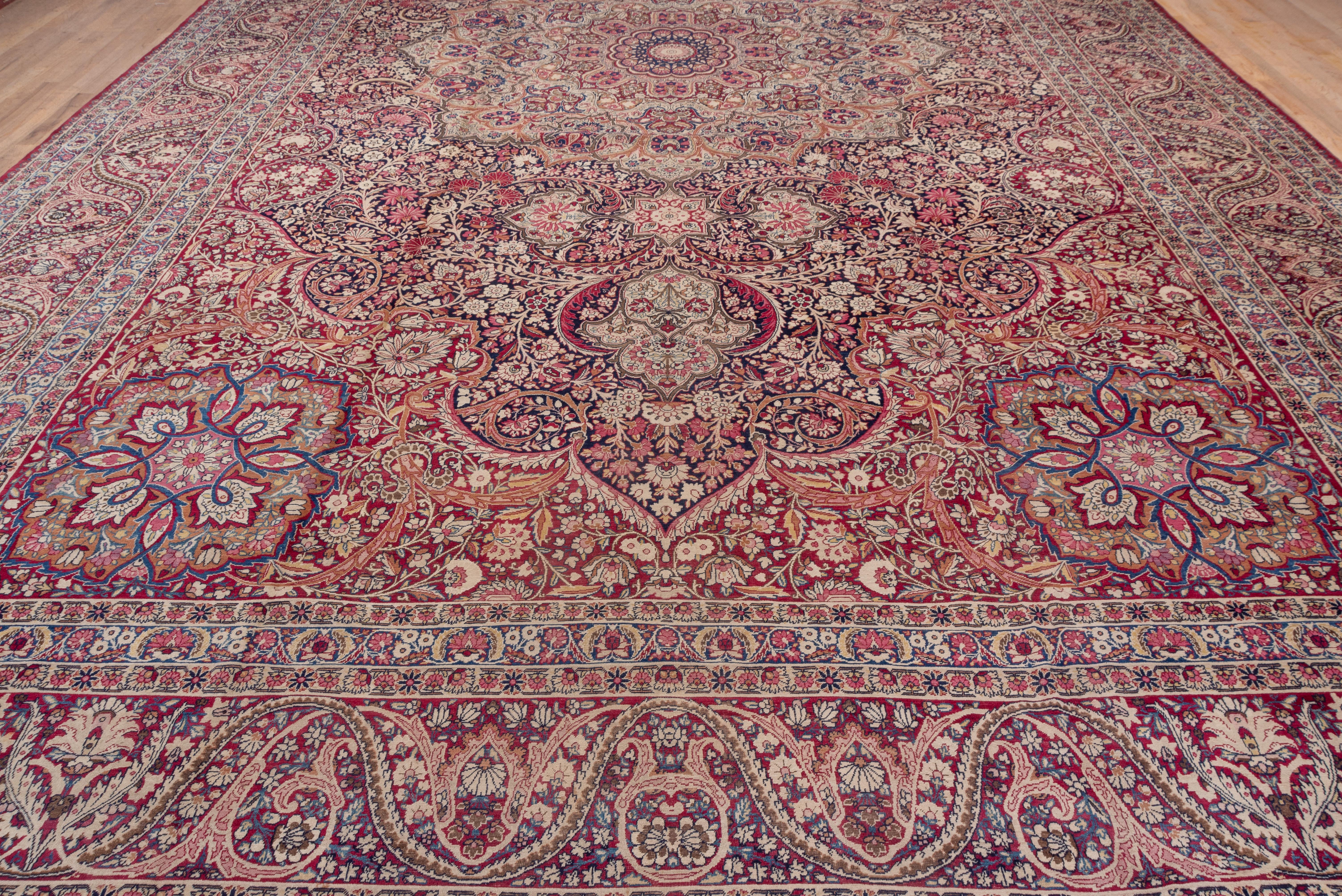 Wool Antique Persian Lavar Kerman Carpet For Sale