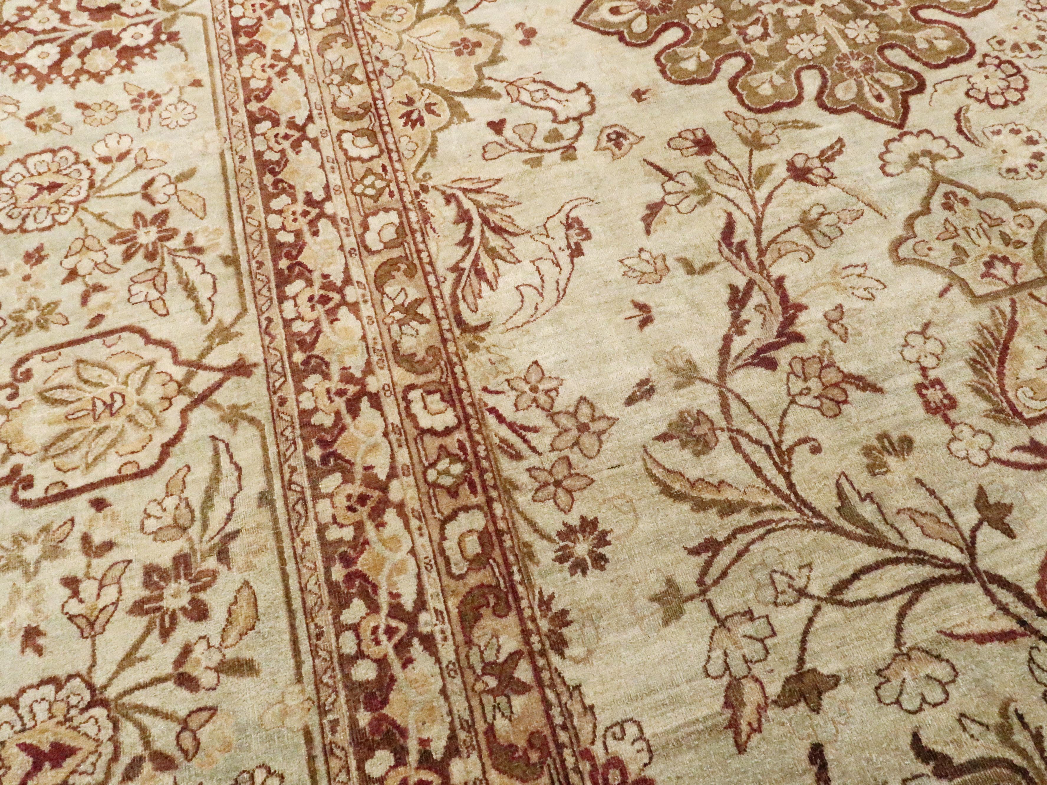 Antique Persian Lavar Kerman Carpet For Sale 1