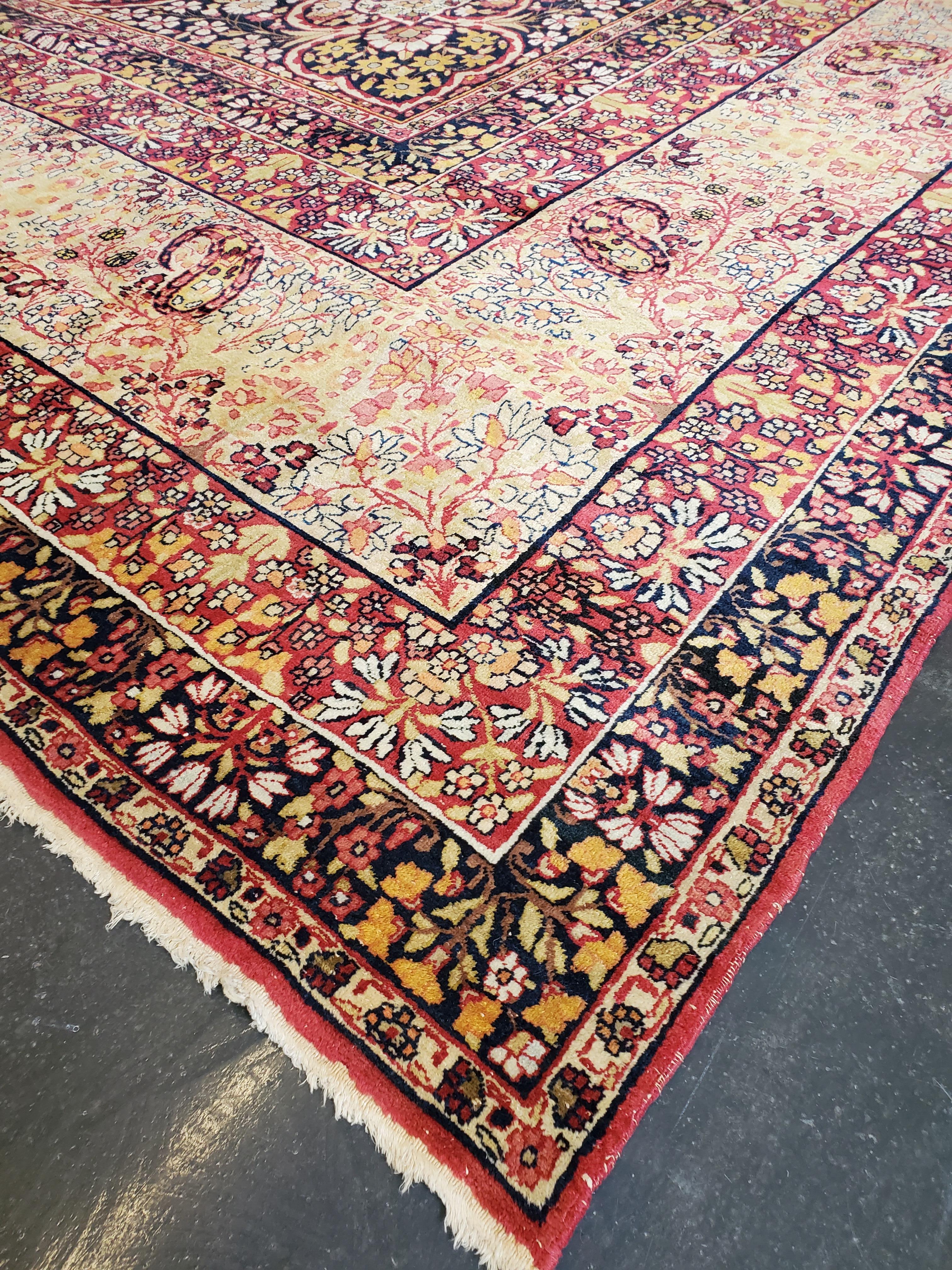 This exquisite late 19th-century Lavar Kerman Persian carpet, crafted circa 1880, showcases the exceptional artistry and craftsmanship for which Kerman weavers were renowned. Measuring 15'3