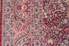 Antique Persian Lavar Kerman Mansion Carpet