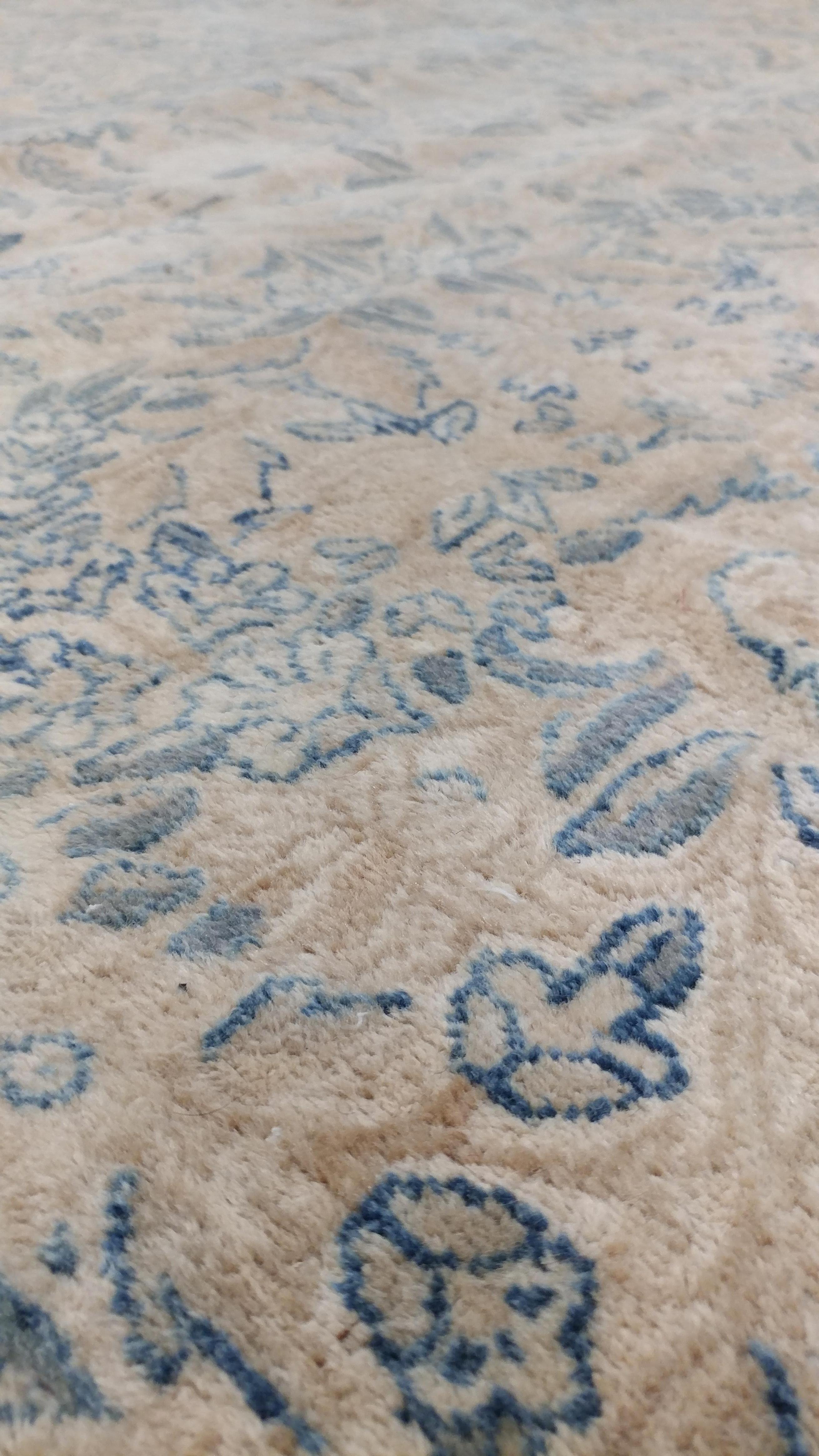 Autre Tapis persan ancien Lavar Kerman Oriental, fait à la main, ivoire, bleu en vente