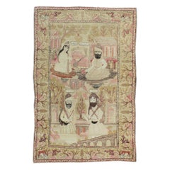 Tapis persan antique Lavar Kerman Pictorial