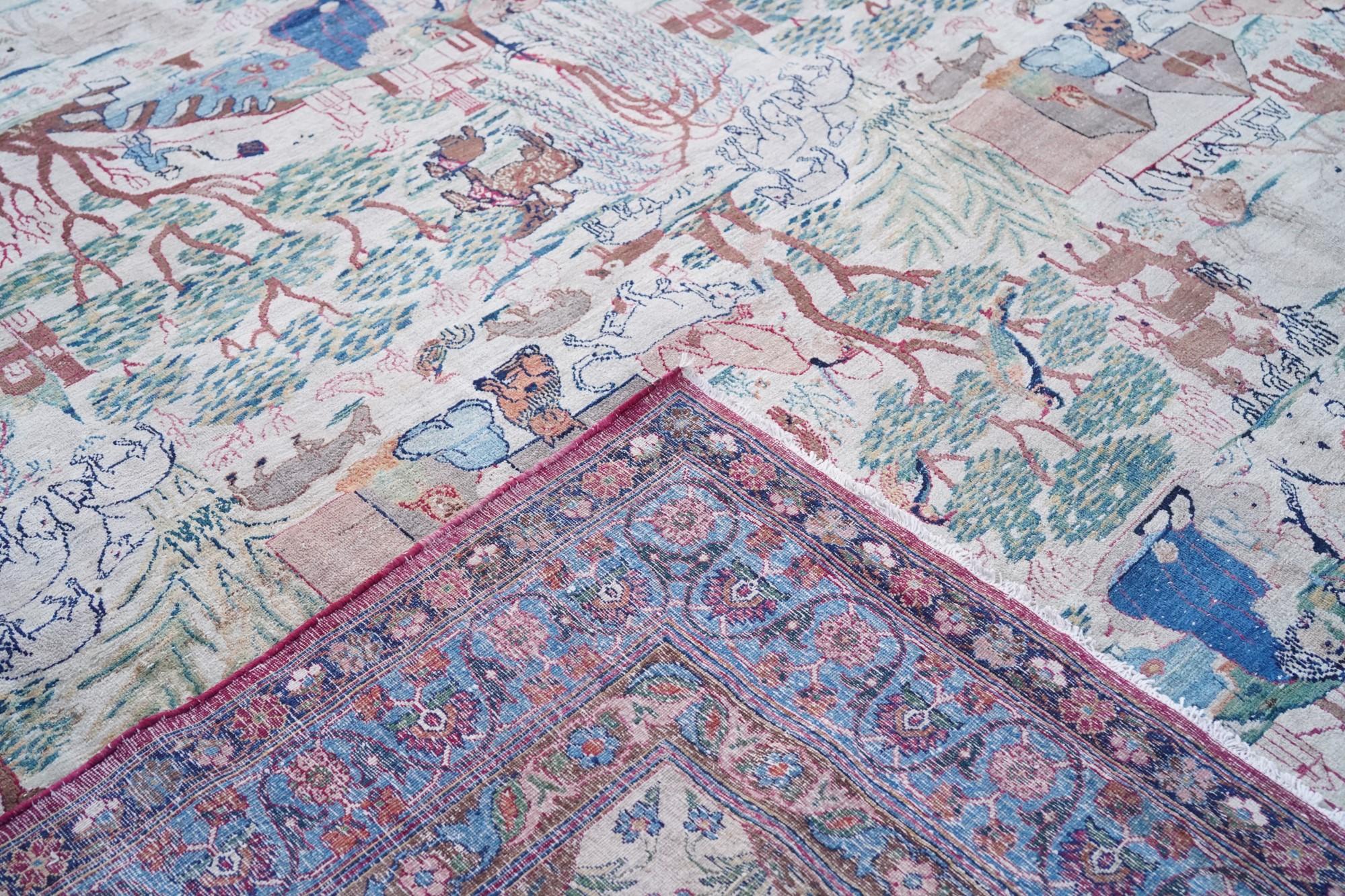 Antiker persischer Lavar Kerman Teppich 21' x 29'6' (19. Jahrhundert) im Angebot