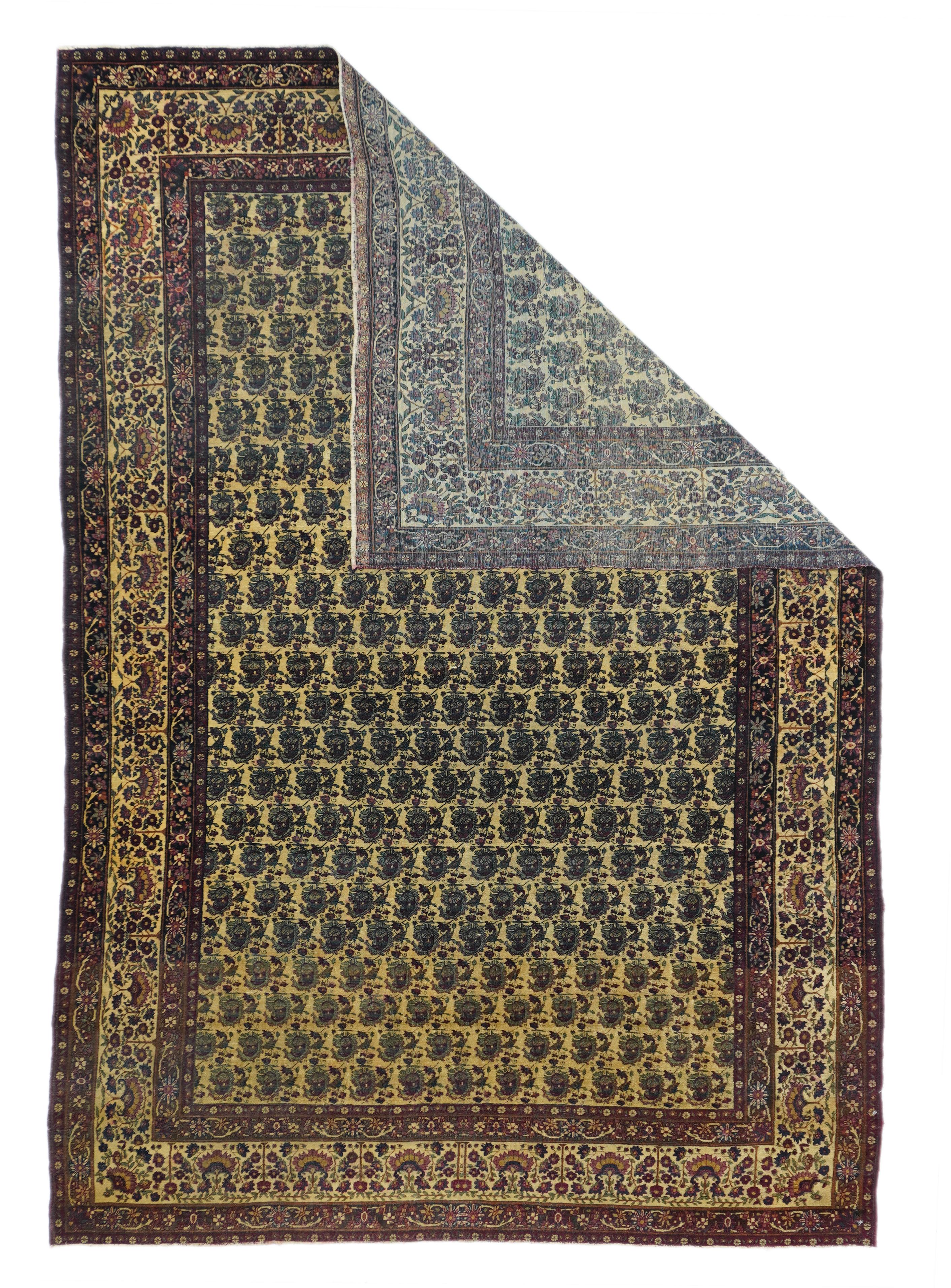 Antiker persischer Lavar Kerman Teppich 4'2'' x 6'4''. Kerman-Teppiche (manchmal auch 