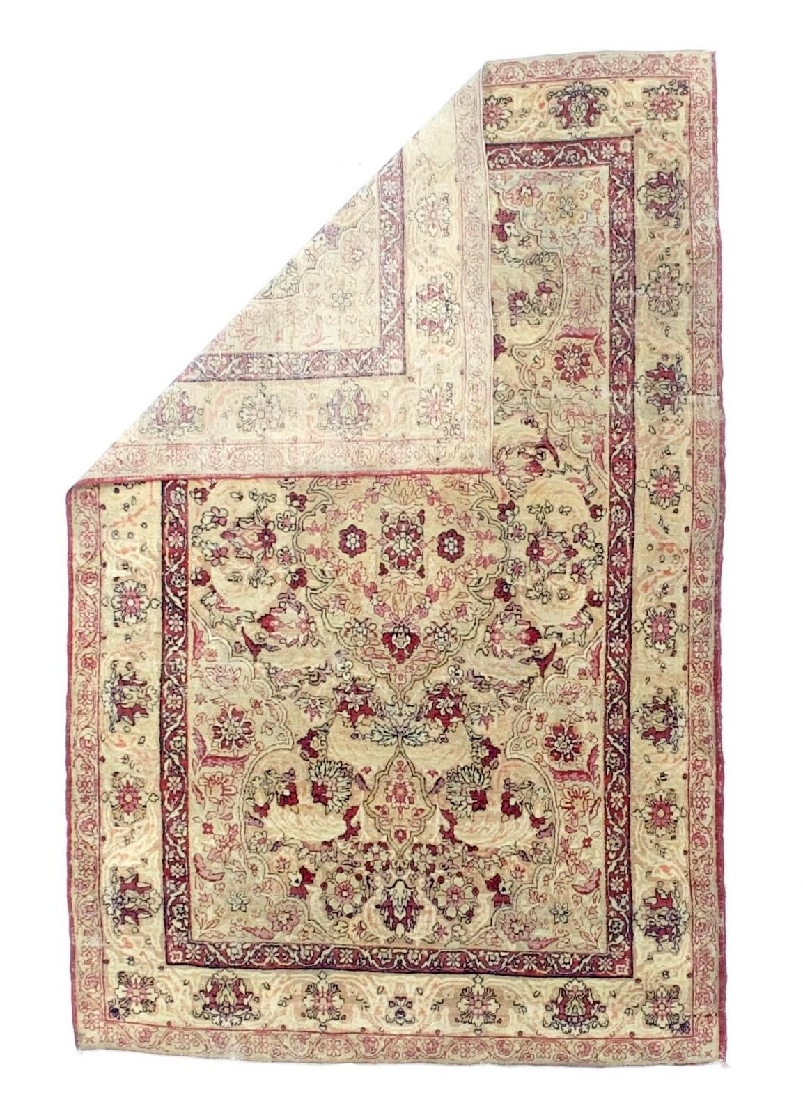 Tapis ancien persan Lavar Kerman 4'2