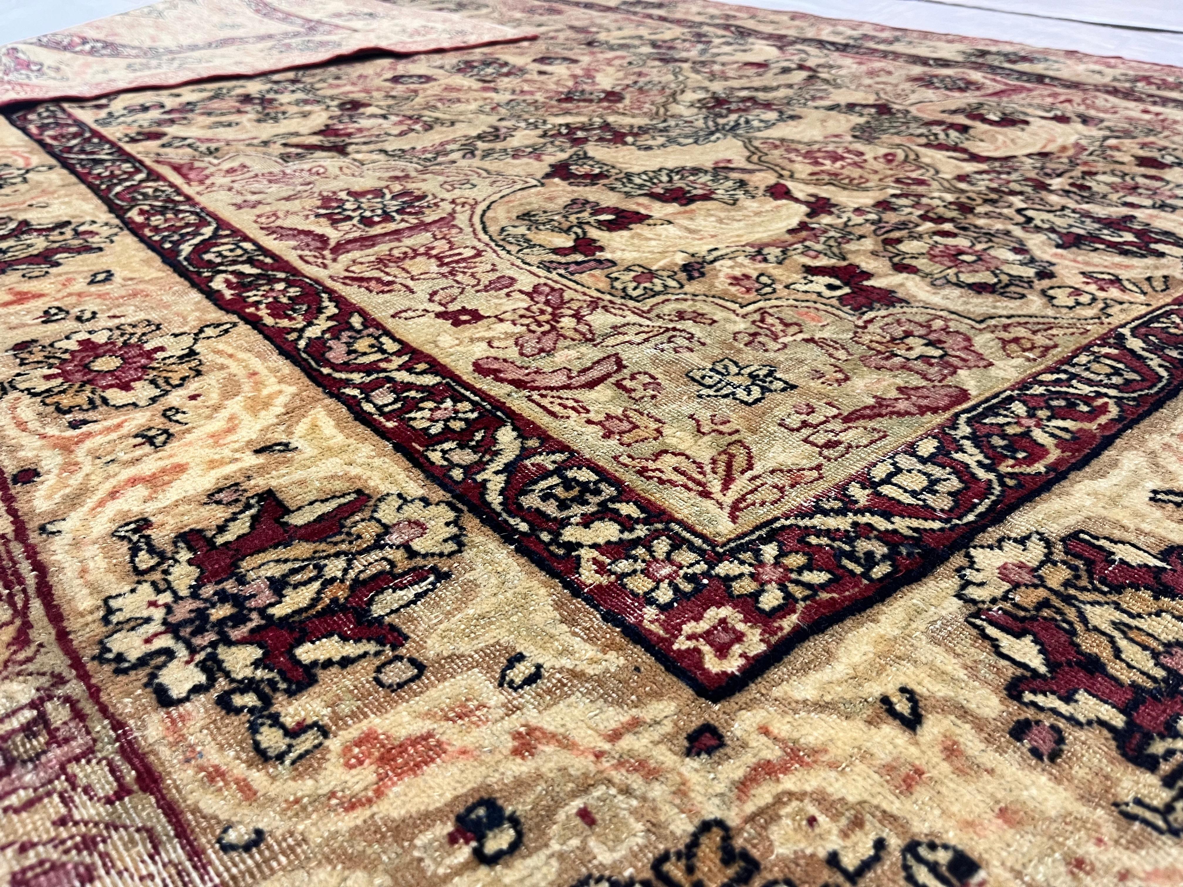 Perse Tapis ancien persan Lavar Kerman 4'2 x 6'6