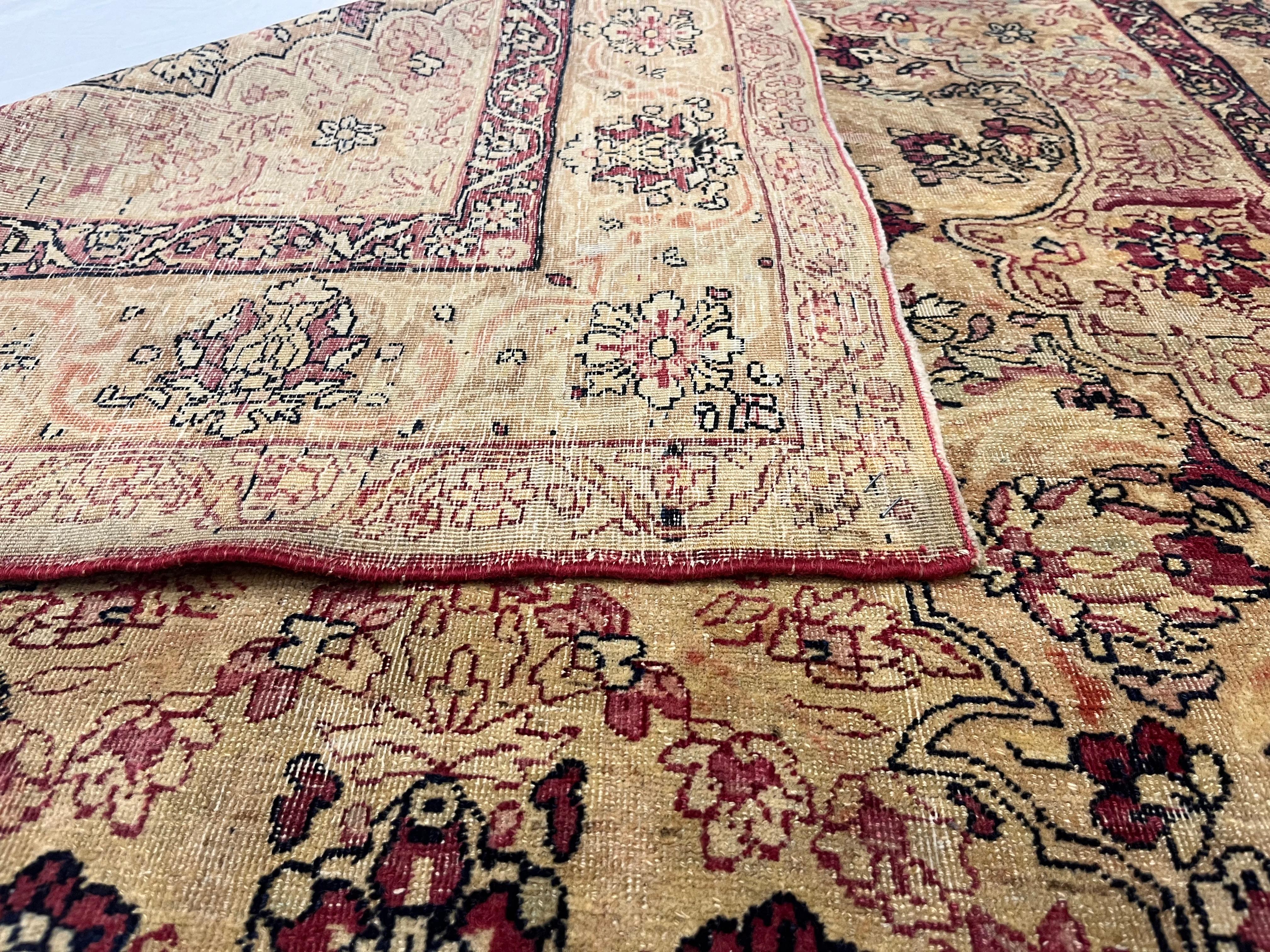 Tapis ancien persan Lavar Kerman 4'2 x 6'6