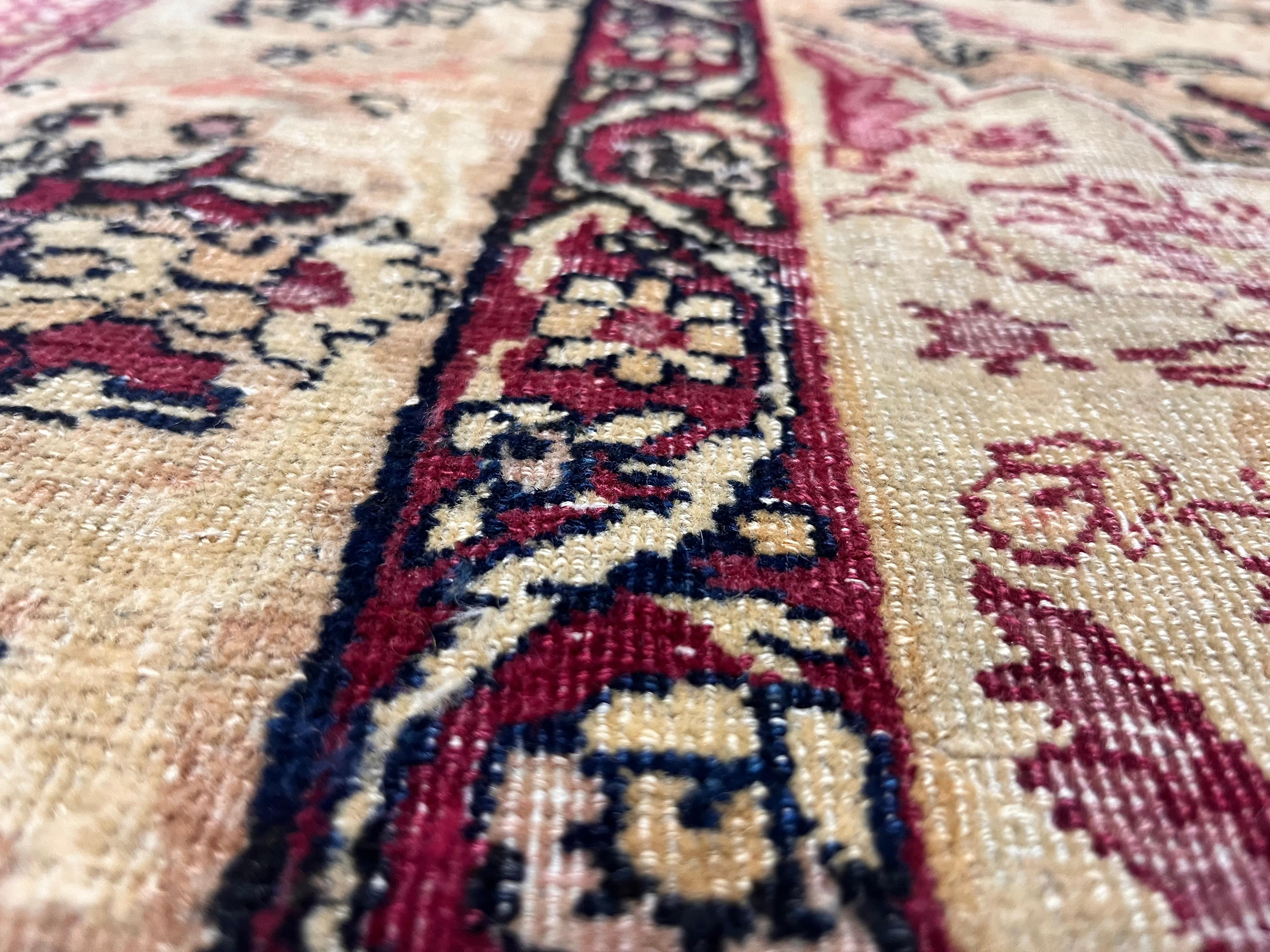 Laine Tapis ancien persan Lavar Kerman 4'2 x 6'6