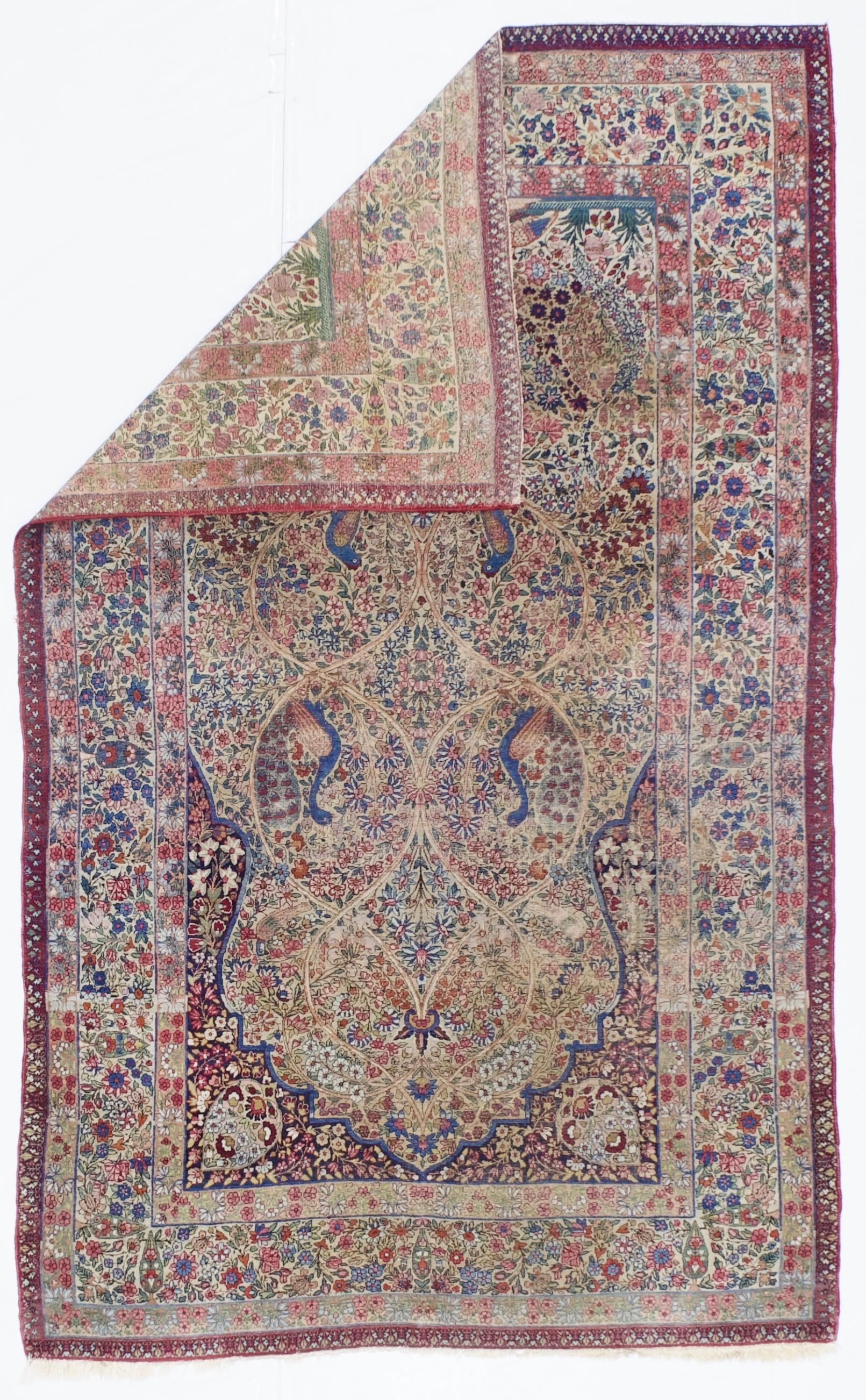 Tapis ancien persan Lavar Kerman 4'5