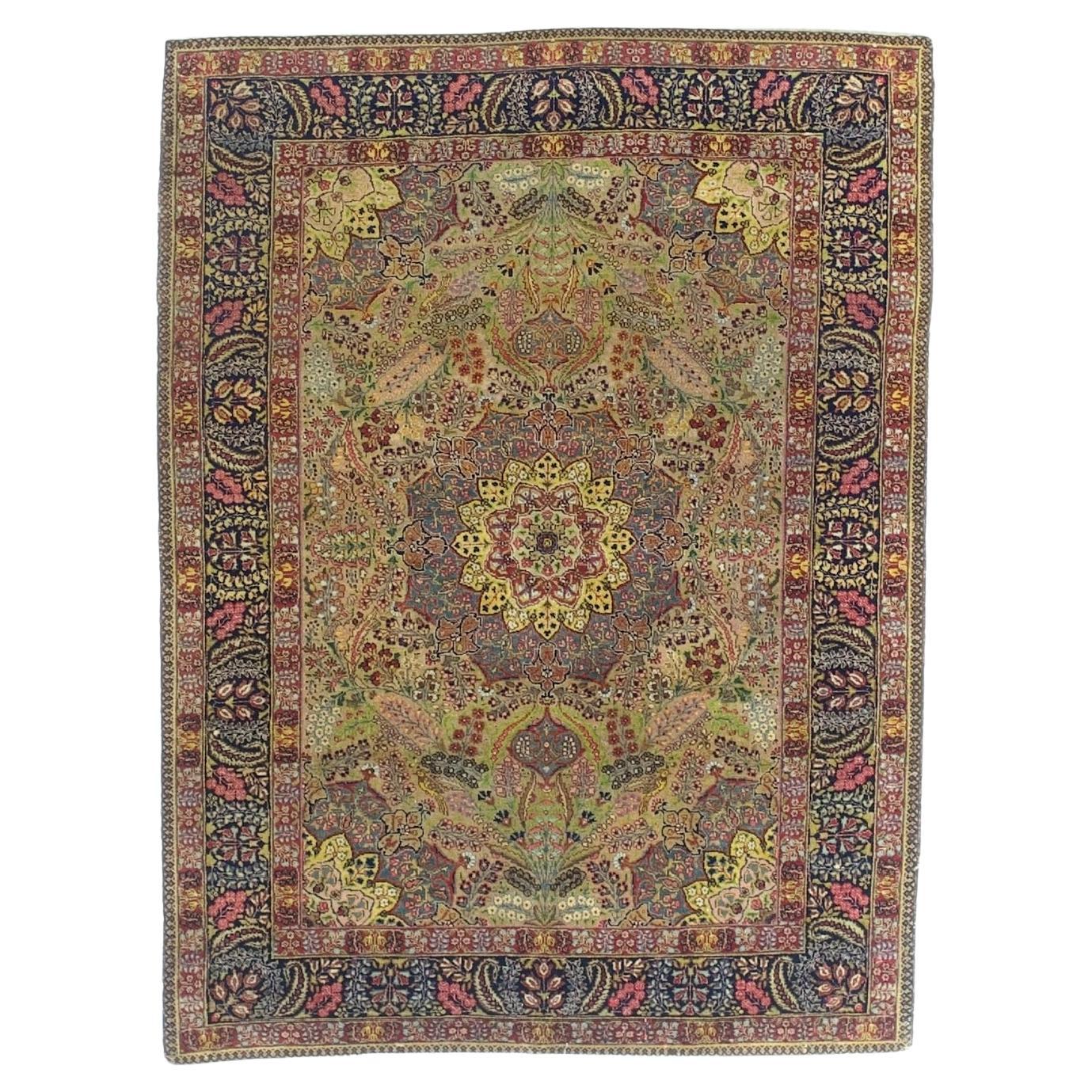 Antique Persian Lavar Kerman Rug 4’6" x 6’1" For Sale