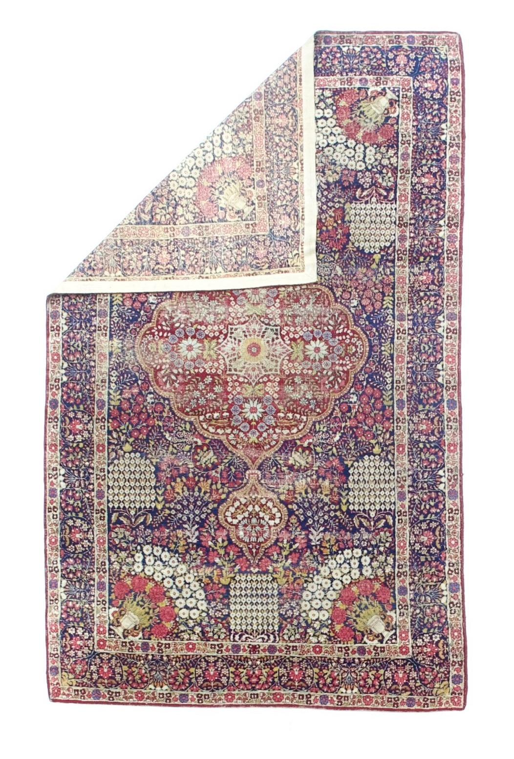 Tapis ancien persan Lavar Kerman 4'6