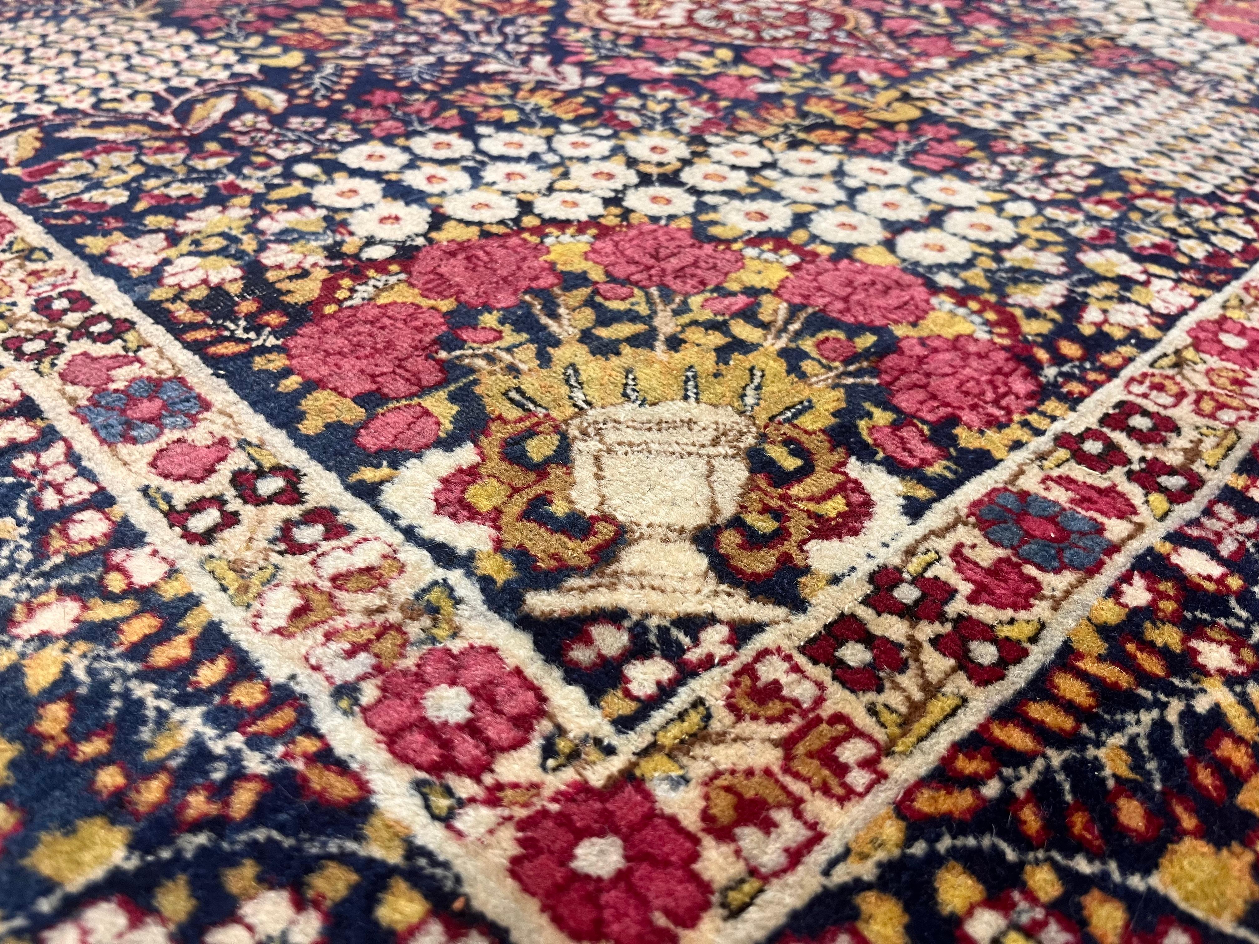 Perse Tapis ancien persan Lavar Kerman 4'6