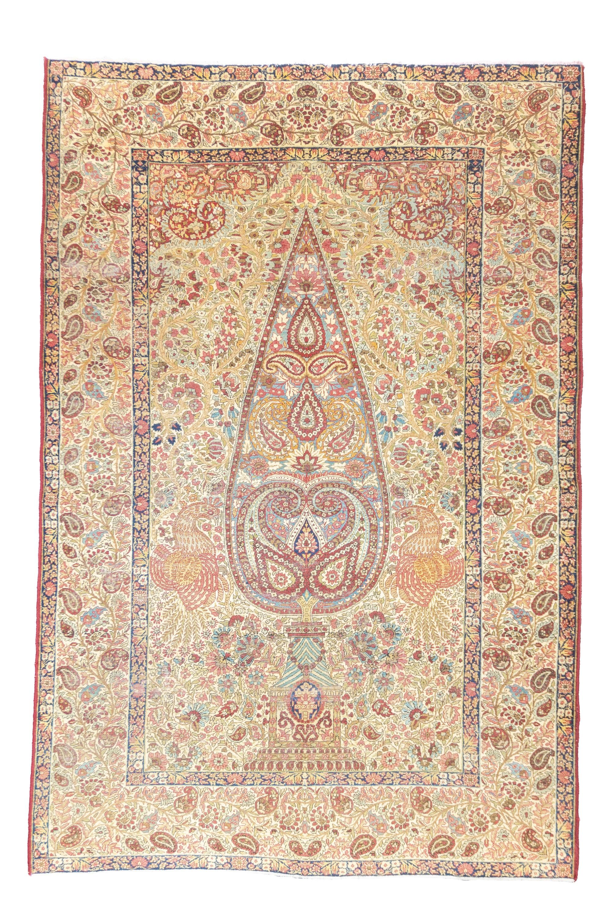 Antiker persischer Lavar Kerman-Teppich 4'8'' x 7'0