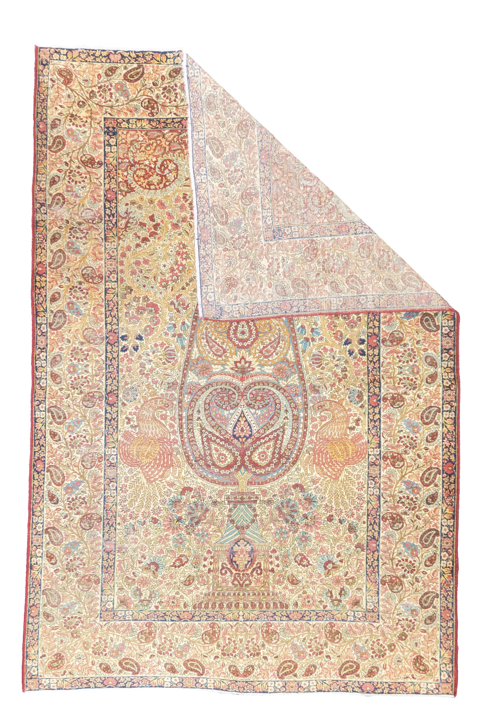 Antiker persischer Lavar Kerman-Teppich 4'8'' x 7'0