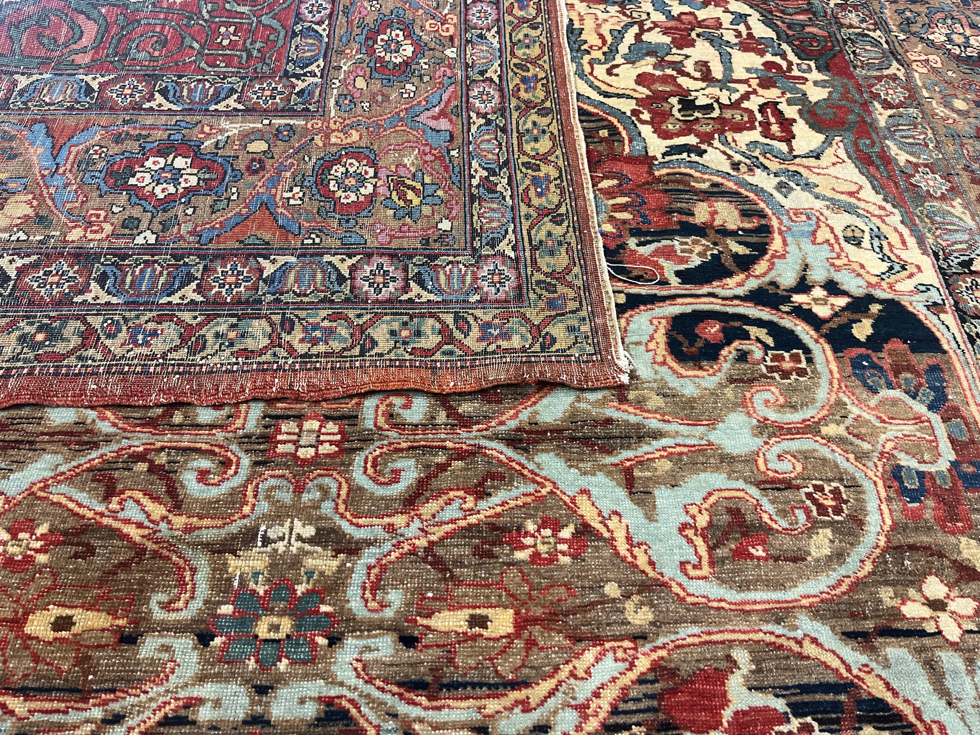 Noué à la main Tapis ancien persan Lavar Kerman 5'5
