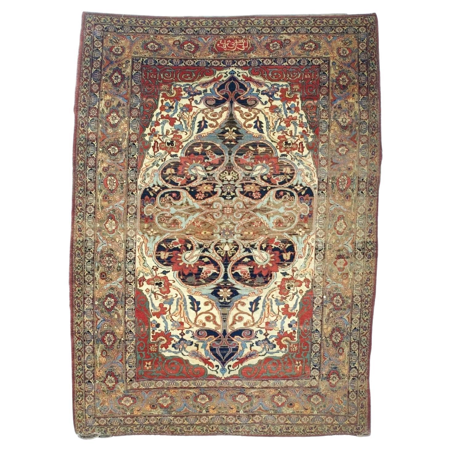 Antike persische Lavar Kerman Teppich 5'5" x 7'6