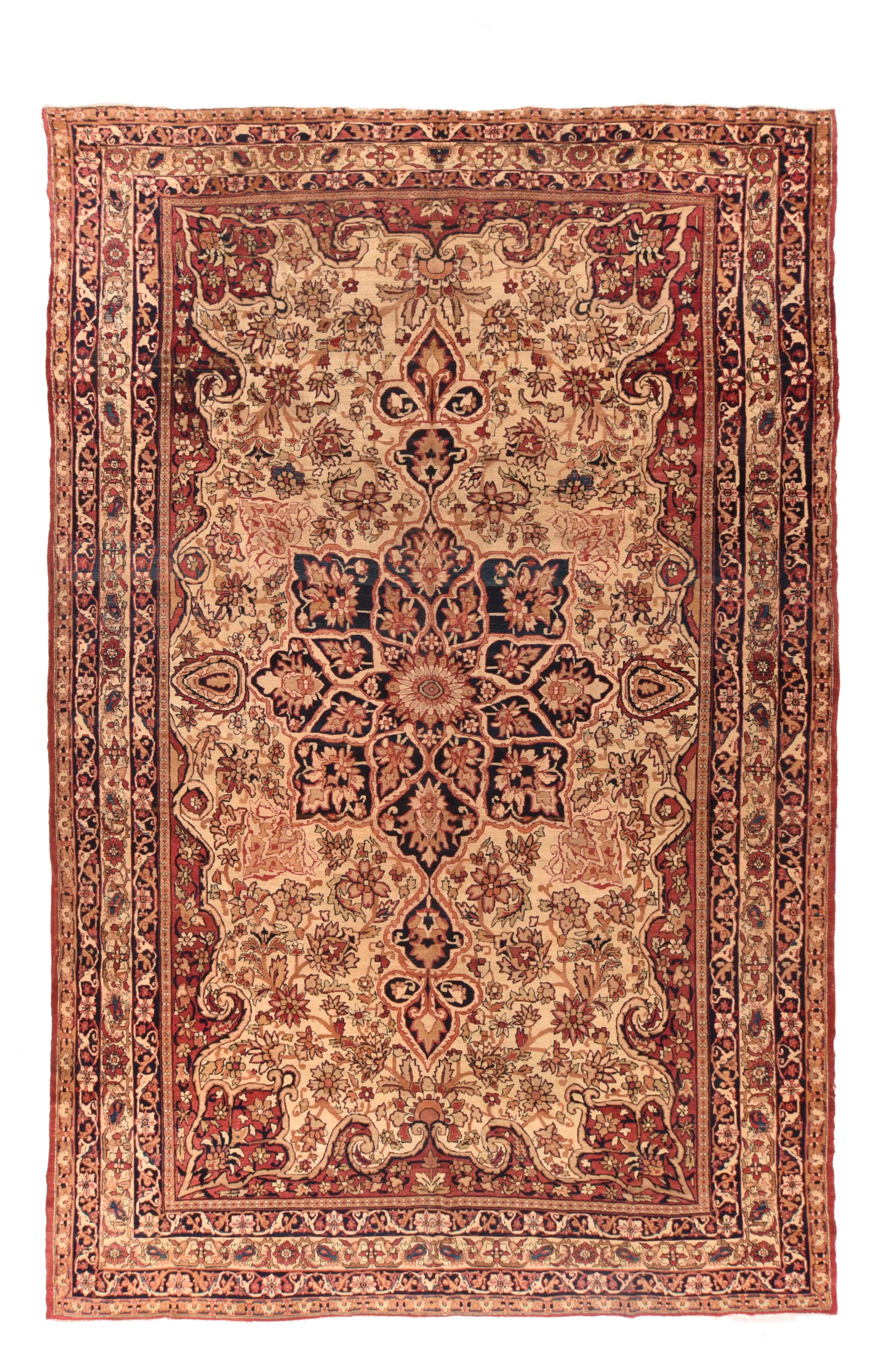 Late 19th Century Antique Persian Lavar Kerman Rug For Sale