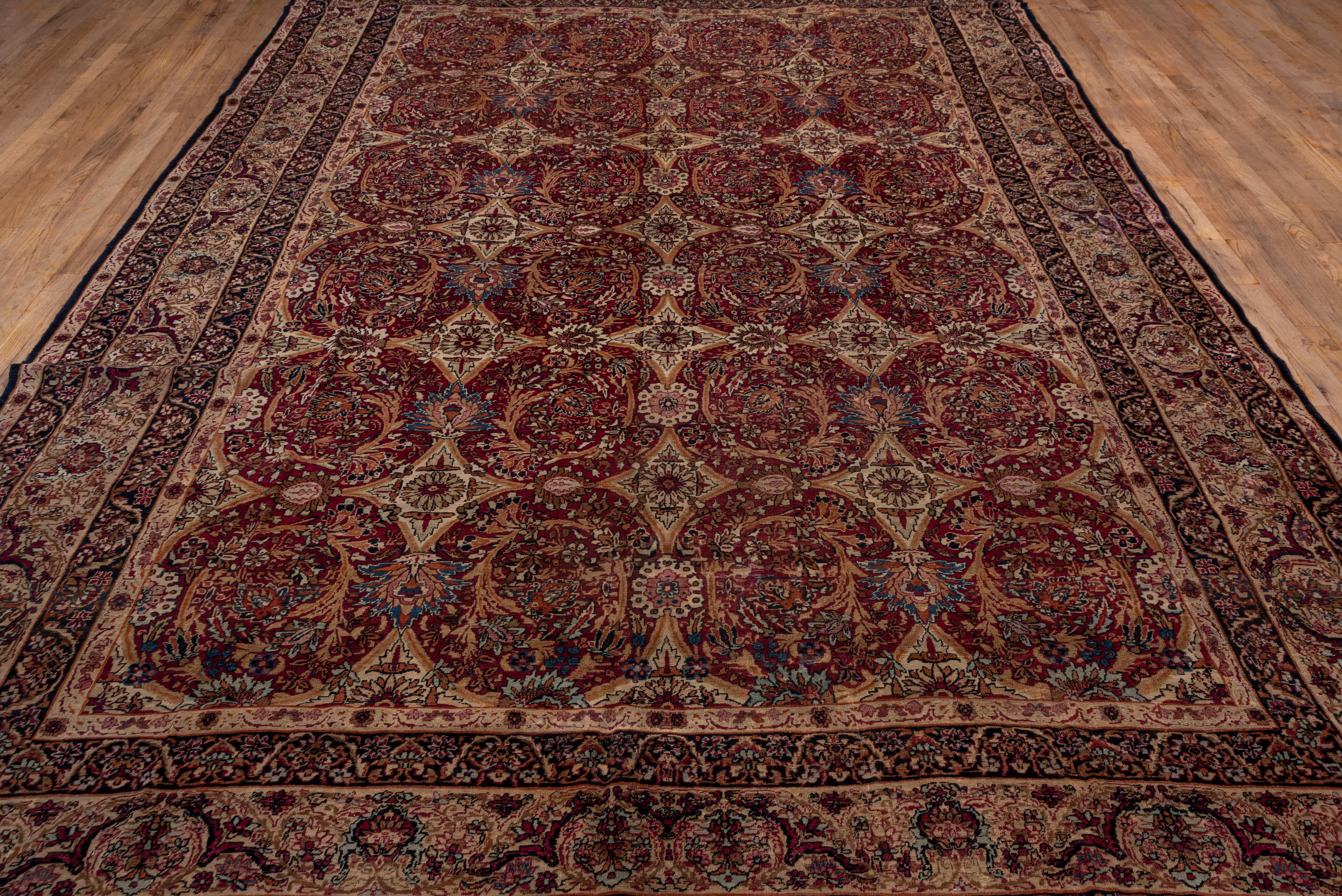 Hand-Knotted Antique Persian Lavar Kerman Rug, Allover Field, circa 1900s For Sale