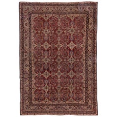 Tapis persan ancien Lavar Kerman, terrain Allover, vers 1900