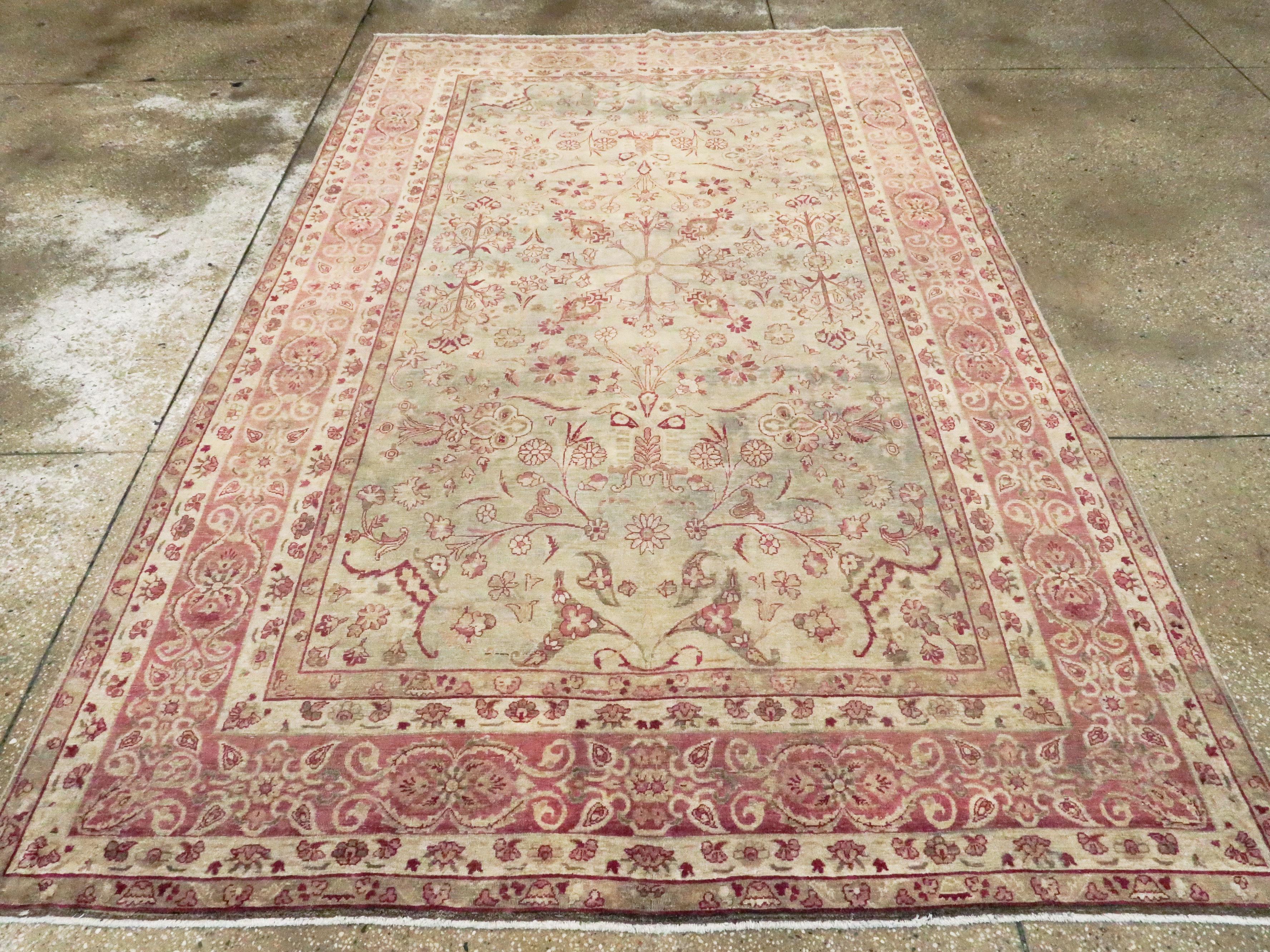 Antique Persian Lavar Kerman Rug In Good Condition In New York, NY