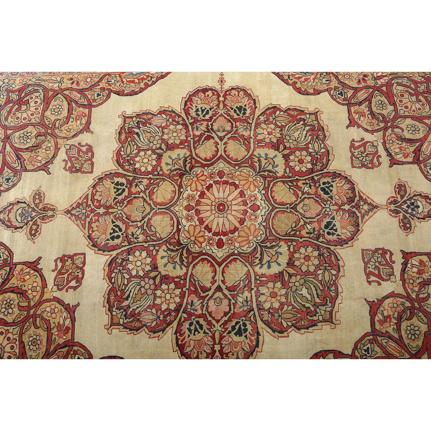 Persiano Tappeto antico persiano Lavar Kerman - Dimensioni: 10'10 X 14'7, 1880 in vendita