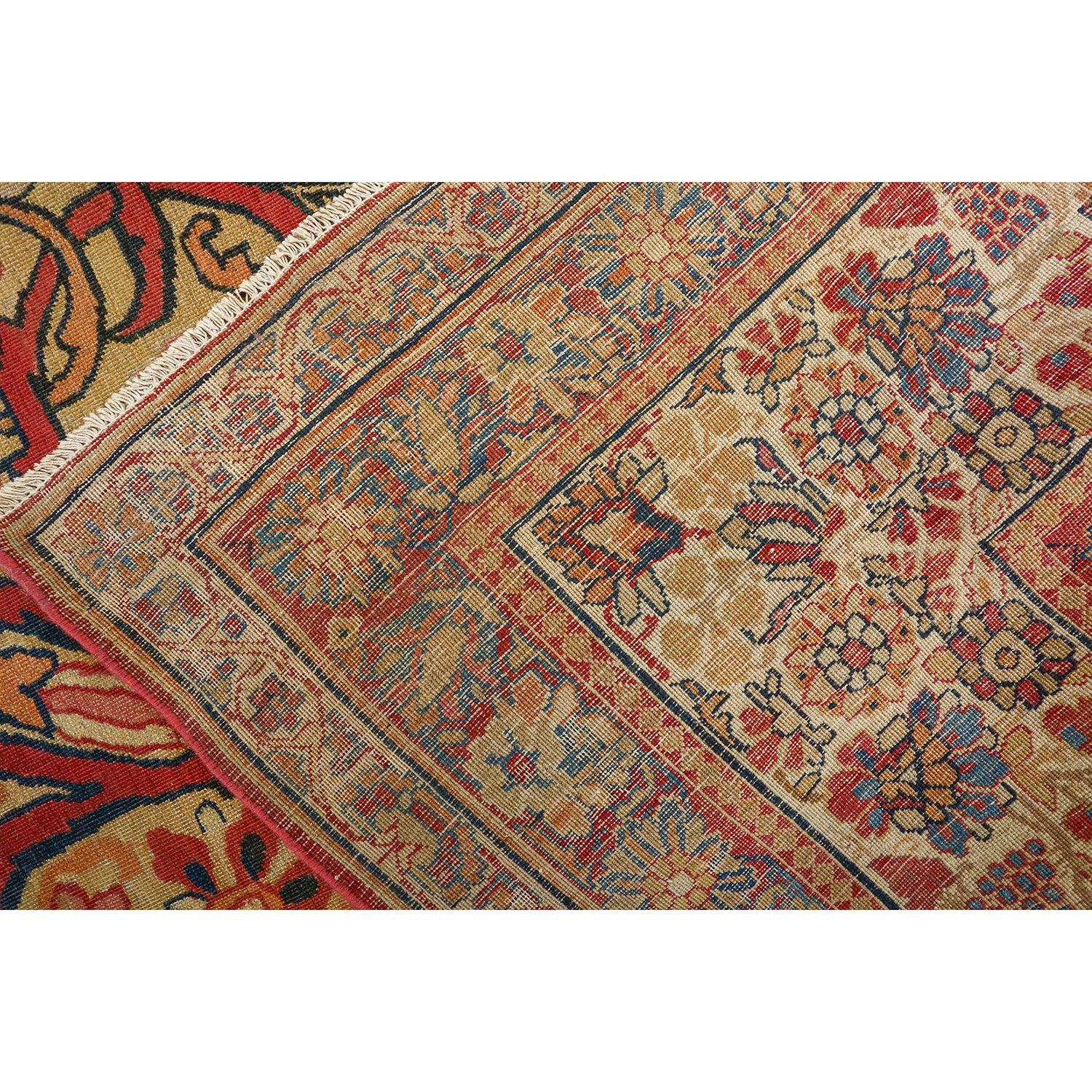 Annodato a mano Tappeto antico persiano Lavar Kerman - Dimensioni: 10'10 X 14'7, 1880 in vendita