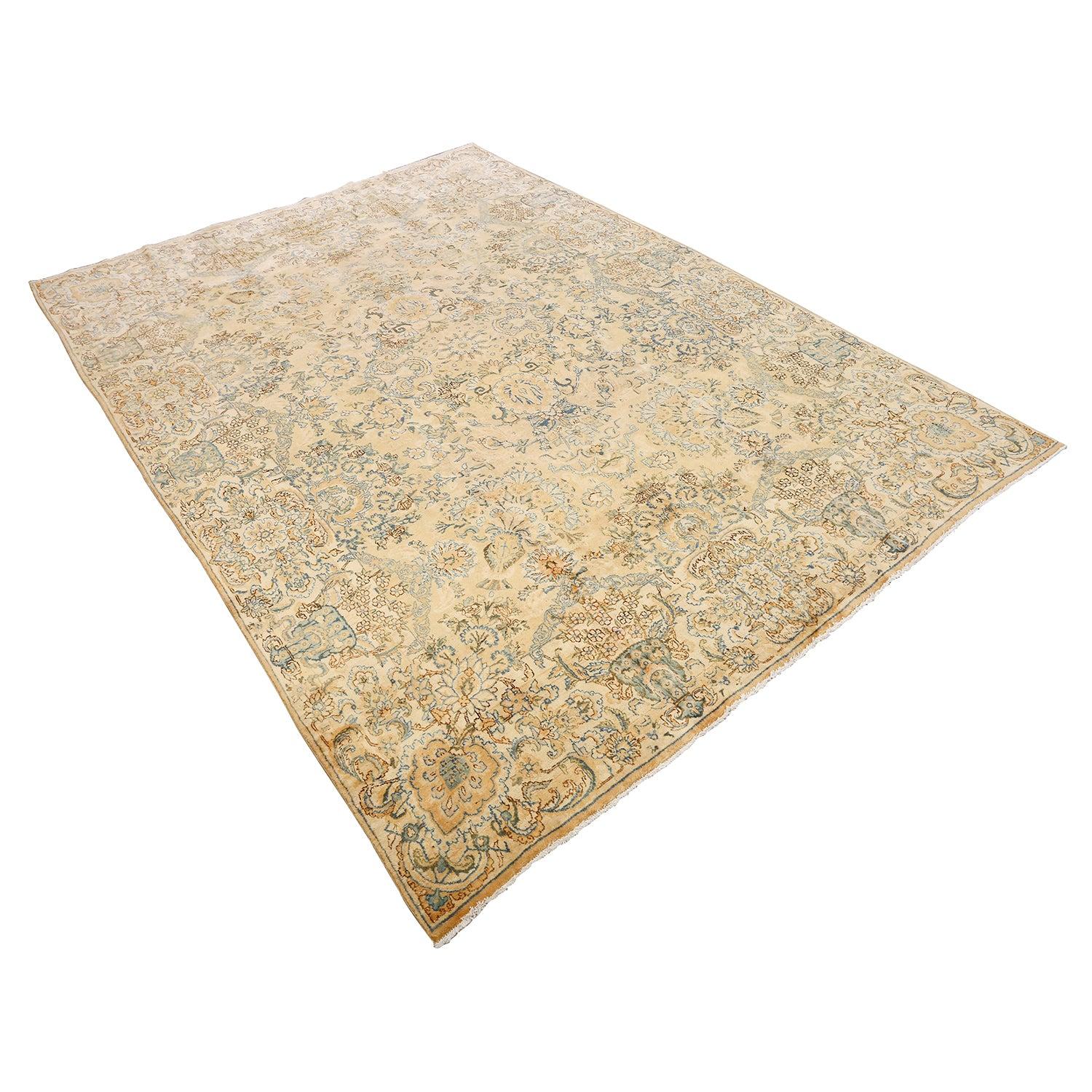 Perse Tapis persan ancien Lavar Kerman - Taille : 12' X 8'9 en vente