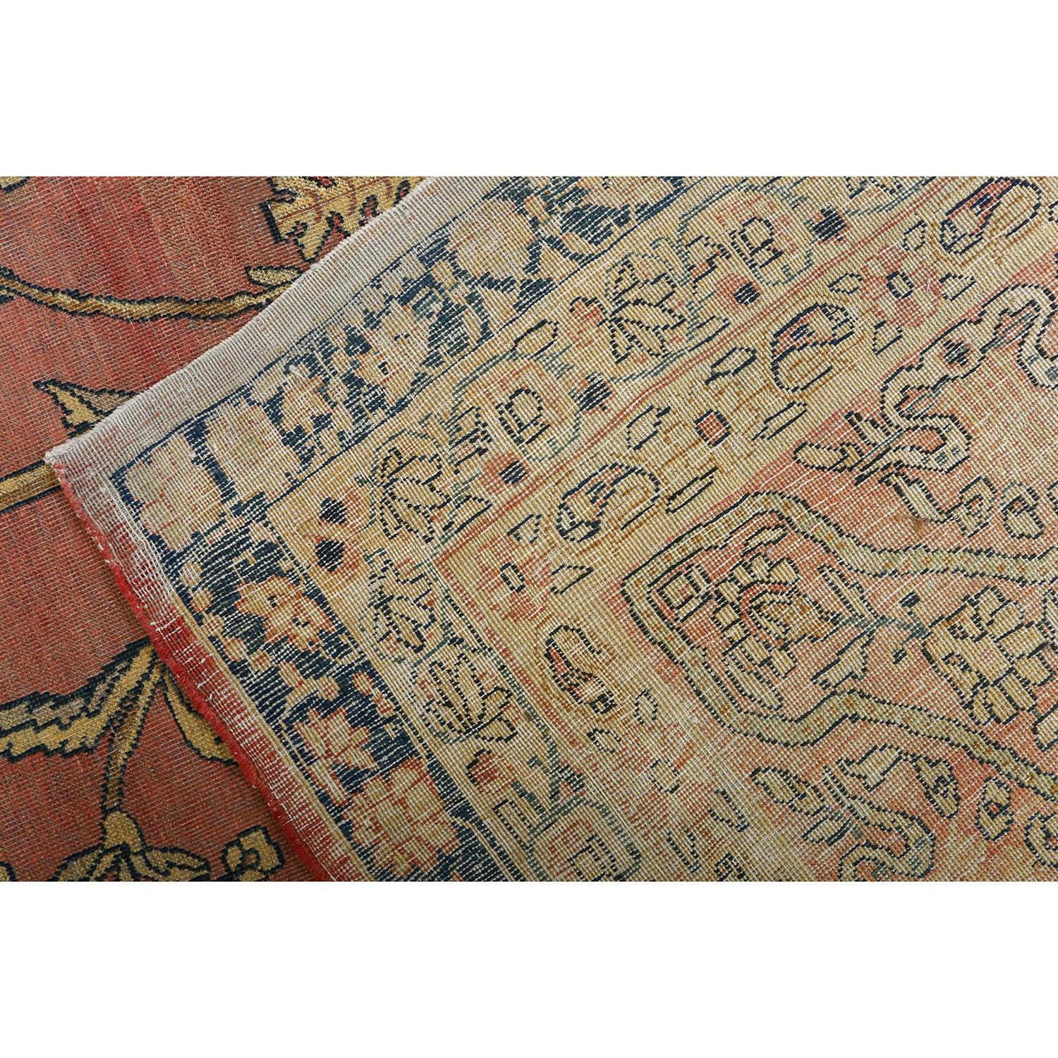 Noué à la main Tapis persan ancien Lavar Kerman - Taille : 17'3 x 11'3 en vente