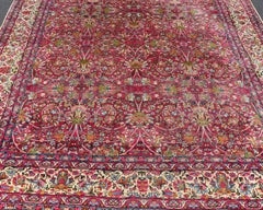 Antique Persian Lavar Kerman Rug with All-Over Floral Design In Jewel Tones