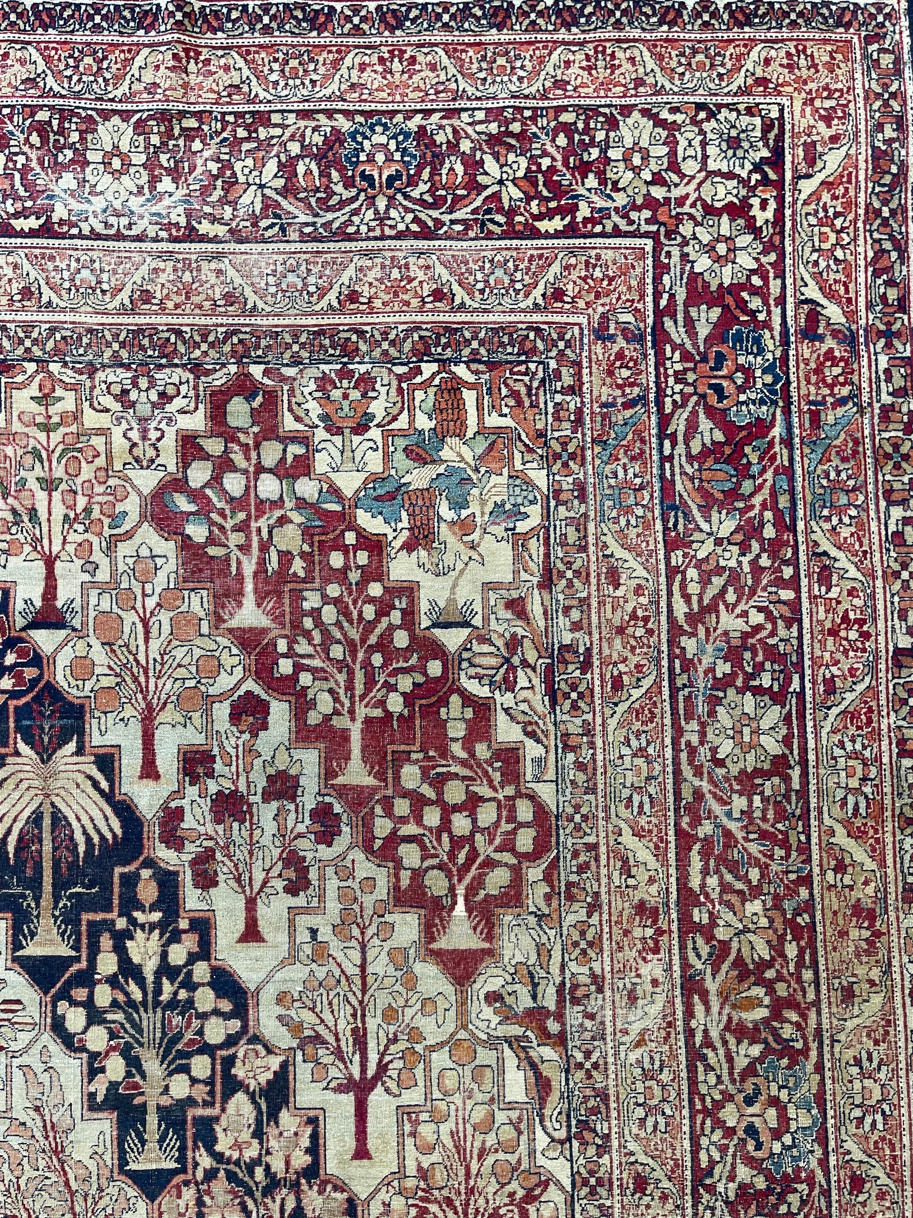 Antique Persian Lavar Kerman Wedding Carpet circa 1900 For Sale 3