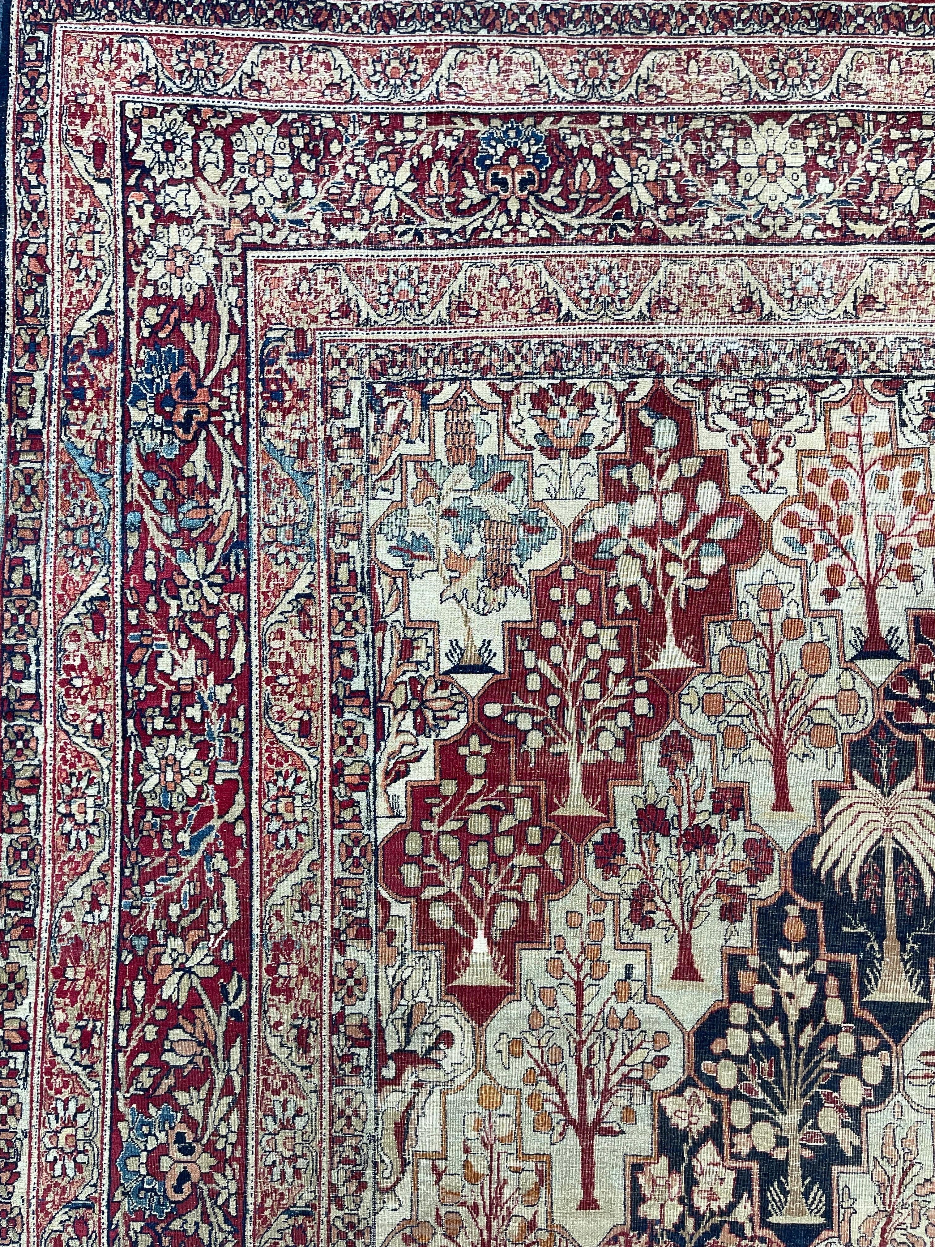 Ancien tapis de mariage persan Lavar Kerman circa 1900 en vente 3