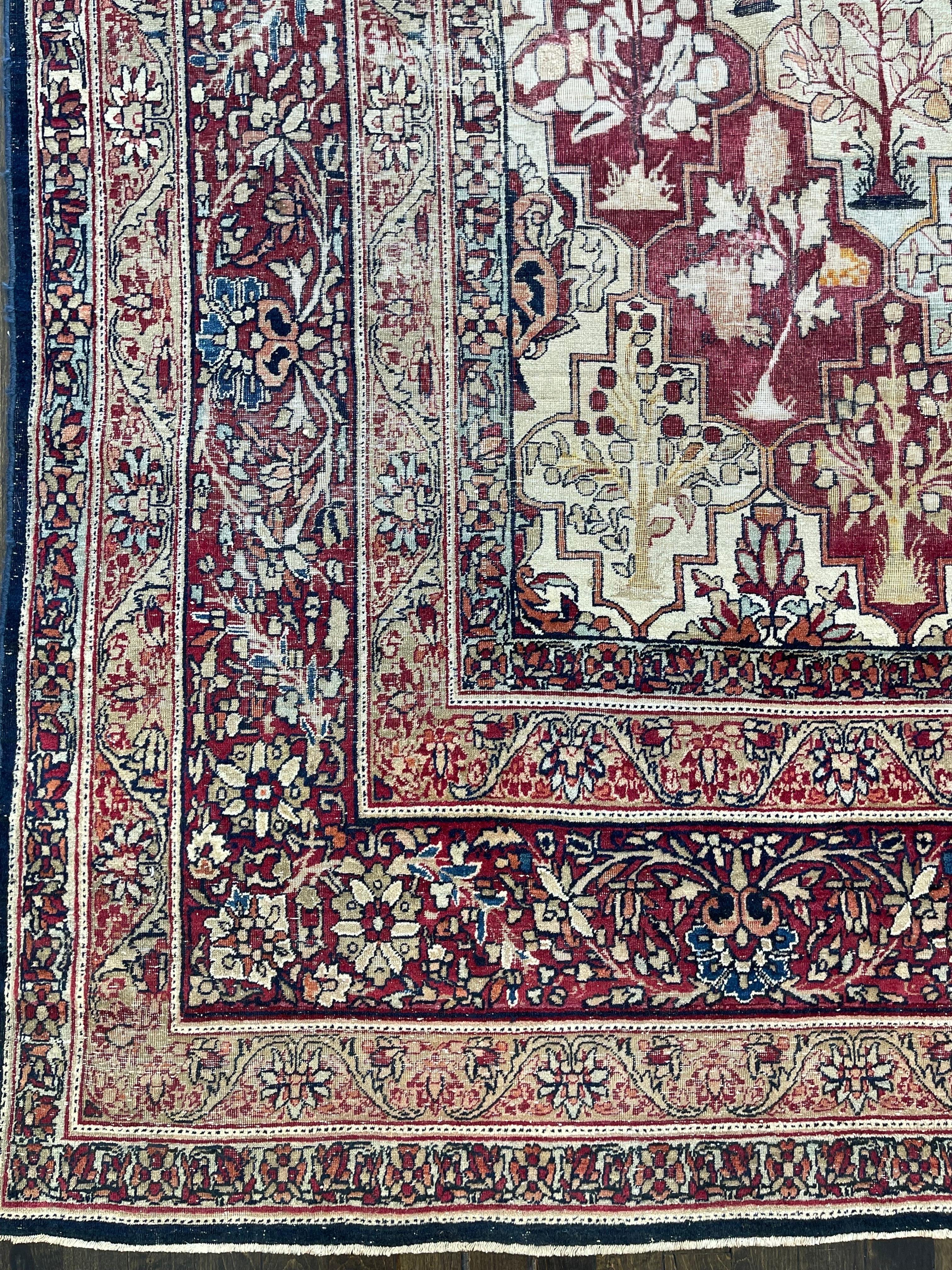 Ancien tapis de mariage persan Lavar Kerman circa 1900 en vente 4
