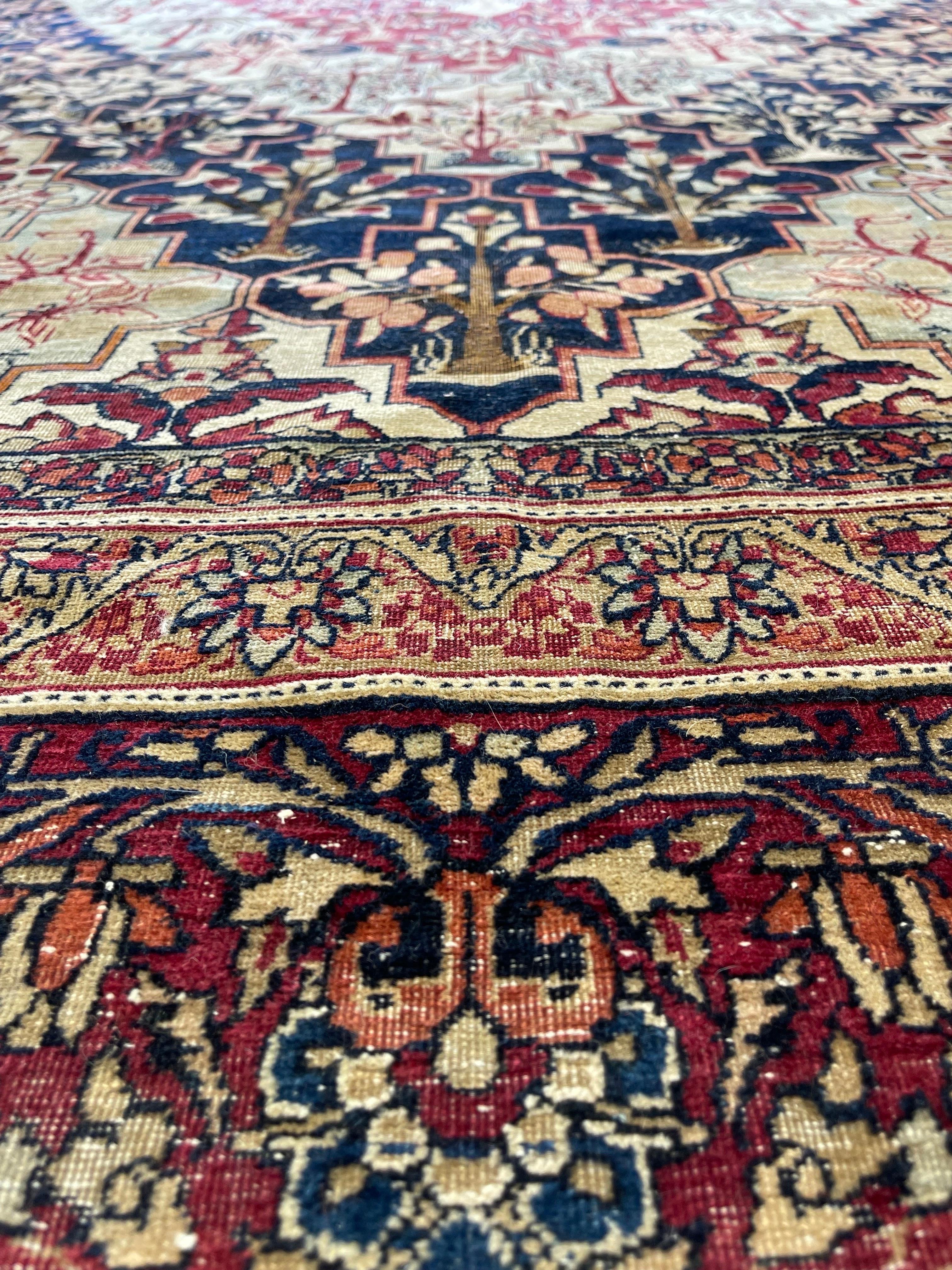 Ancien tapis de mariage persan Lavar Kerman circa 1900 en vente 6