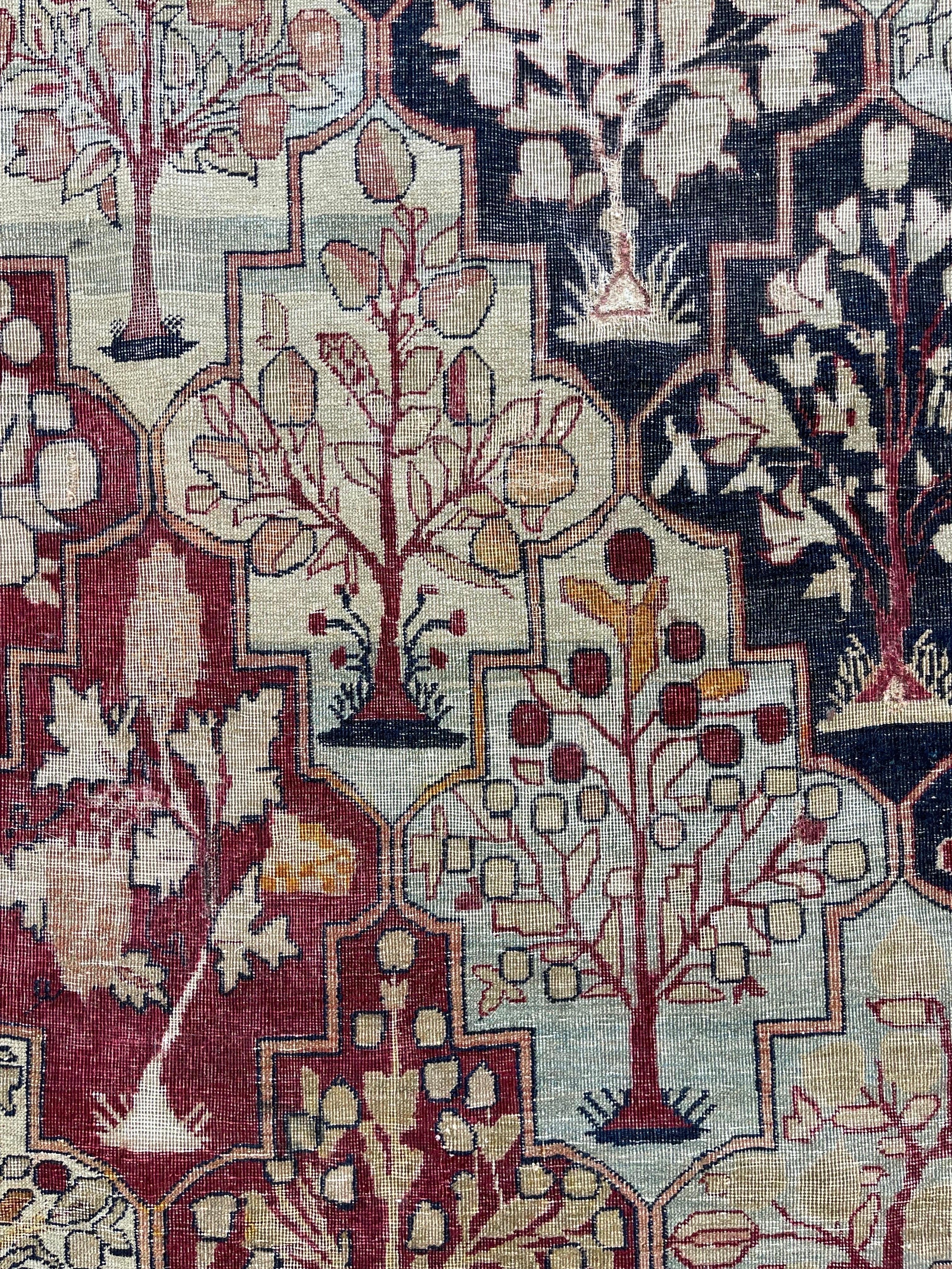 Wool Antique Persian Lavar Kerman Wedding Carpet circa 1900 For Sale