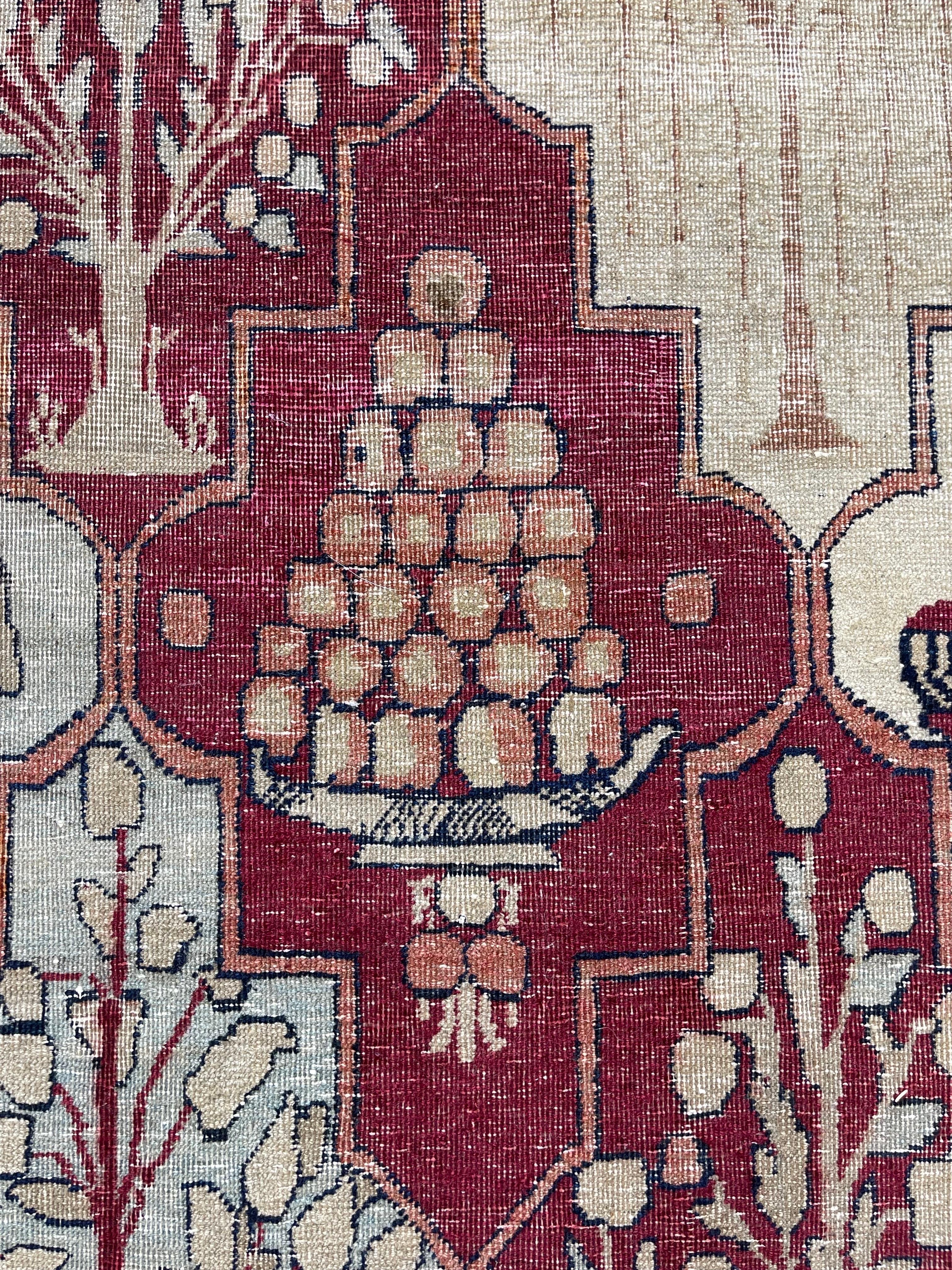 Laine Ancien tapis de mariage persan Lavar Kerman circa 1900 en vente