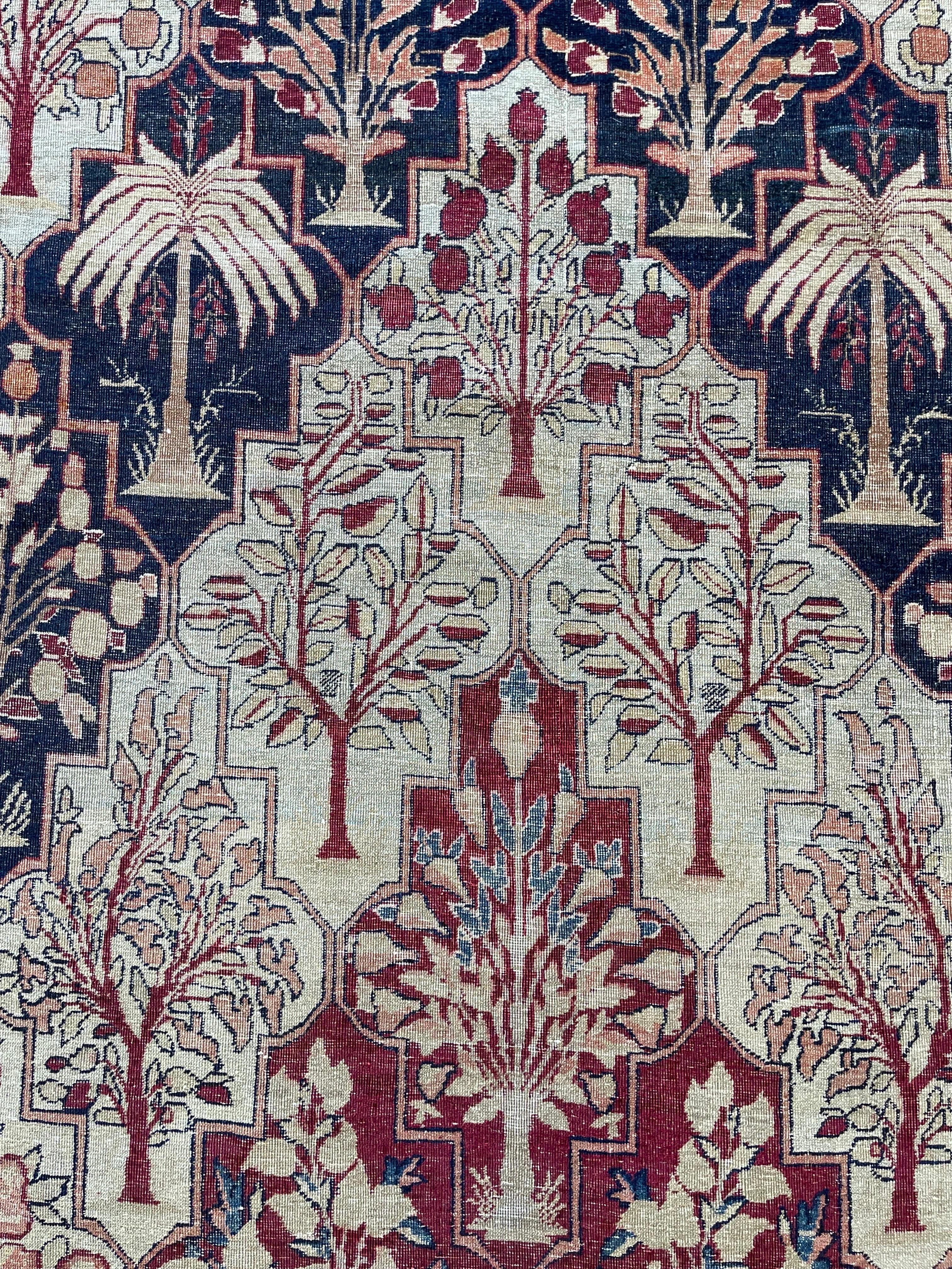 Ancien tapis de mariage persan Lavar Kerman circa 1900 en vente 1