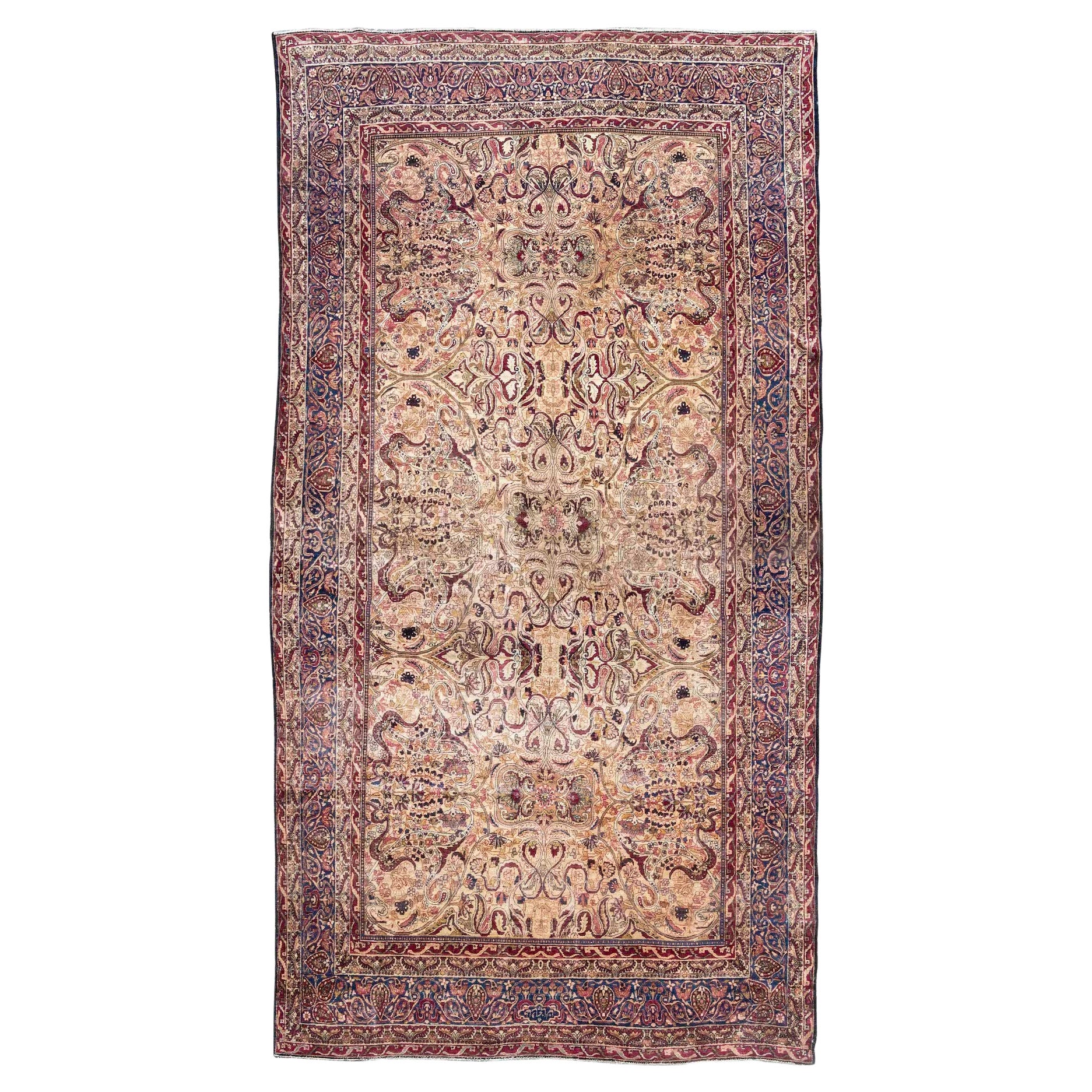 Tapis persan antique Lavar Kirman, 19e siècle