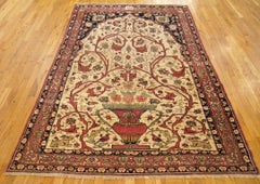 Antique Persian Lavar Meditation Rug, in Small Size, with Prayer Arch and Vases