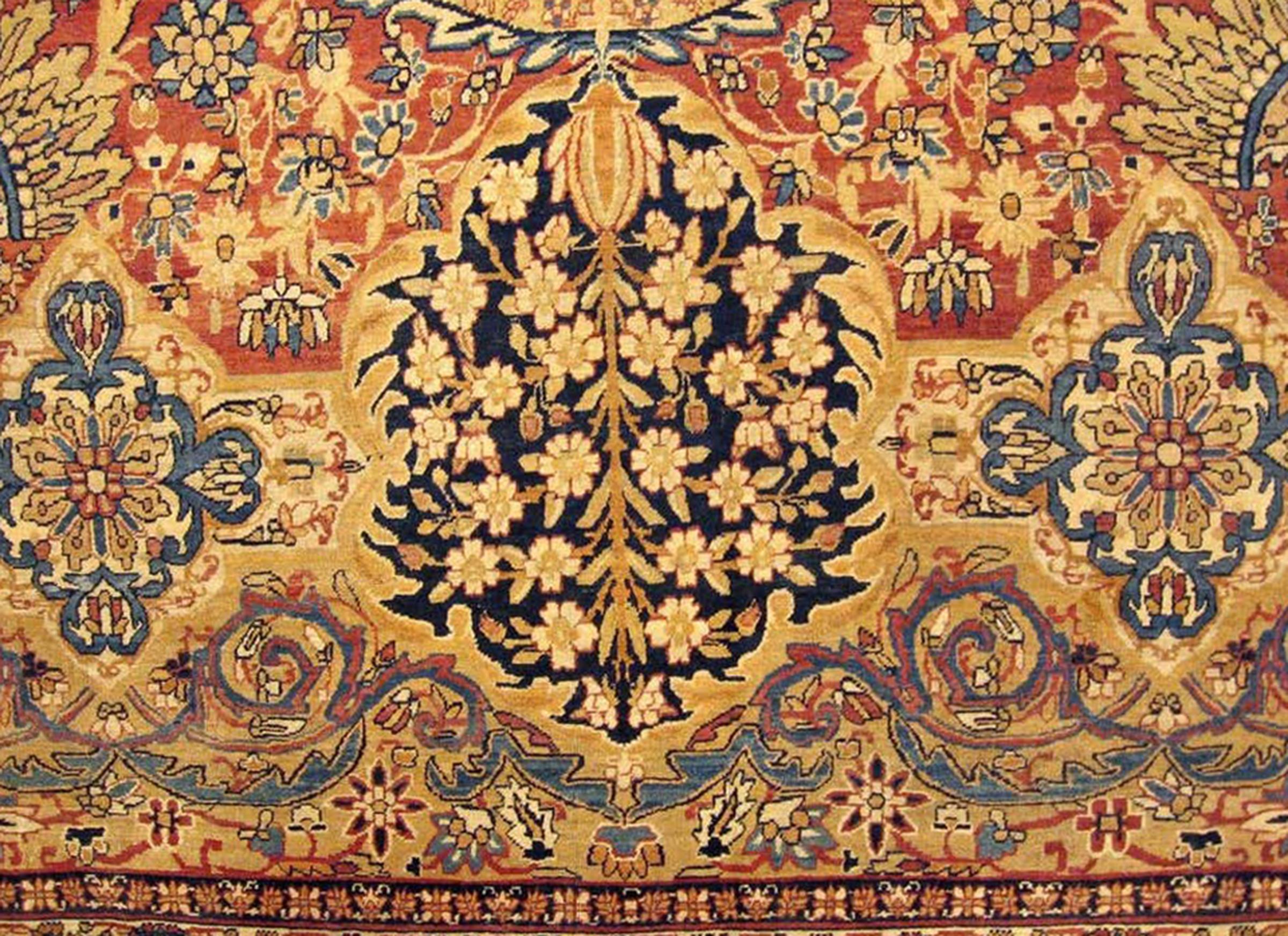 Late 19th Century Antique Persian Lavar Oriental Carpet, in Mansion Size, with Fine Floral Design For Sale