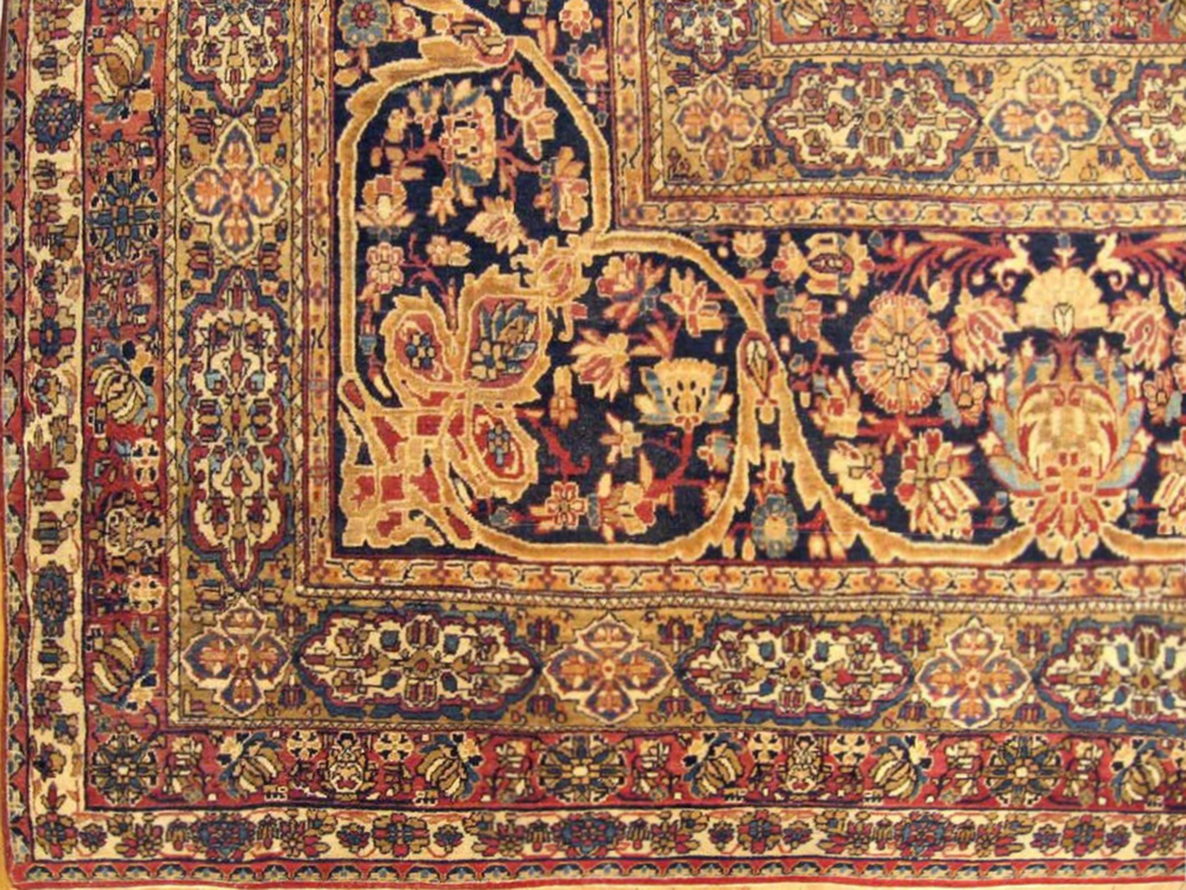 Wool Antique Persian Lavar Oriental Carpet, in Mansion Size, with Fine Floral Design For Sale