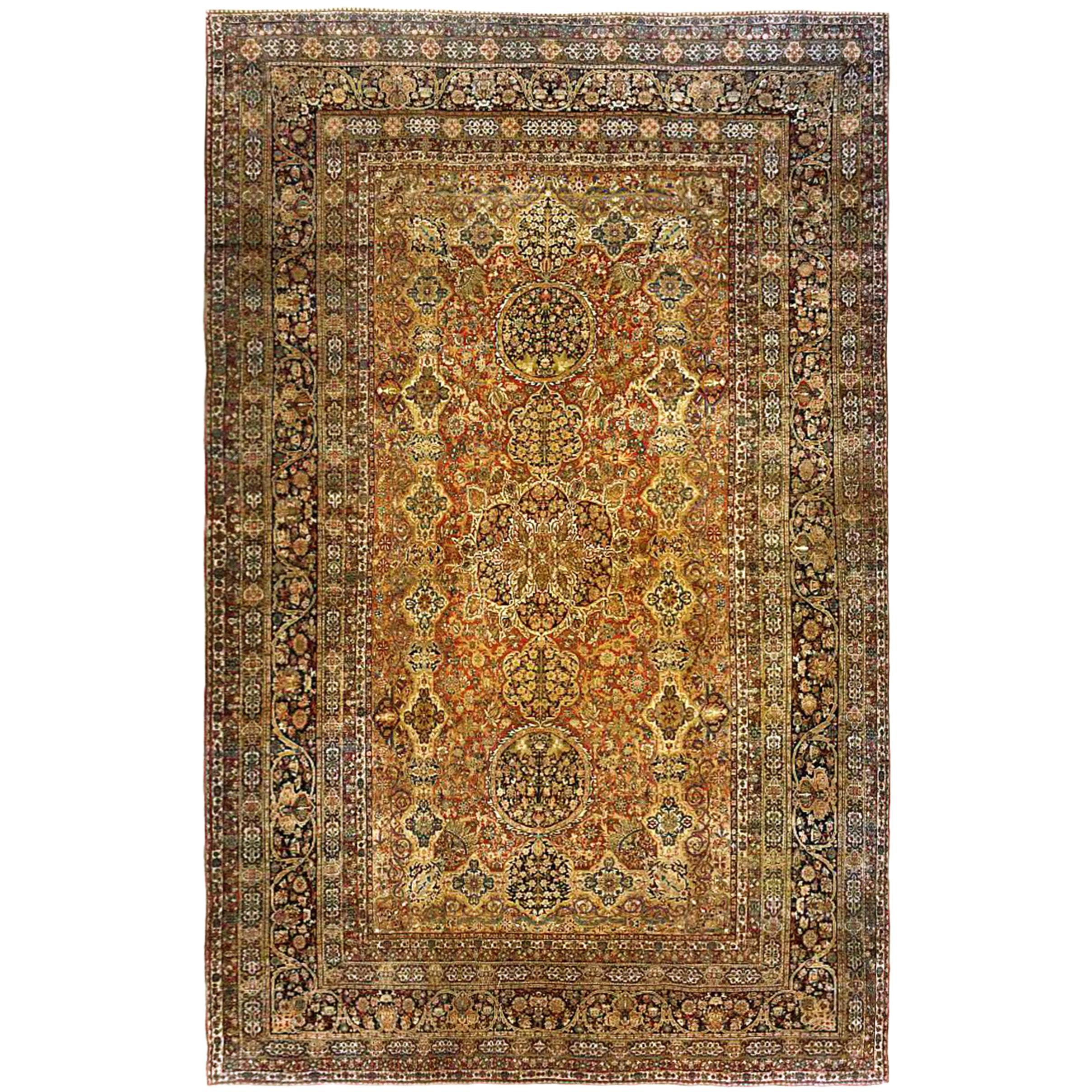 Antique Persian Lavar Oriental Carpet, in Mansion Size, with Fine Floral Design