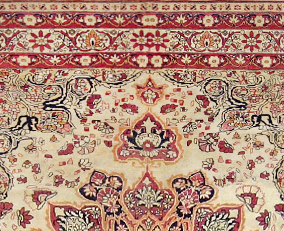 Hand-Knotted Antique Persian Lavar Oriental Carpet, in Room Size, with a Central Medallion For Sale