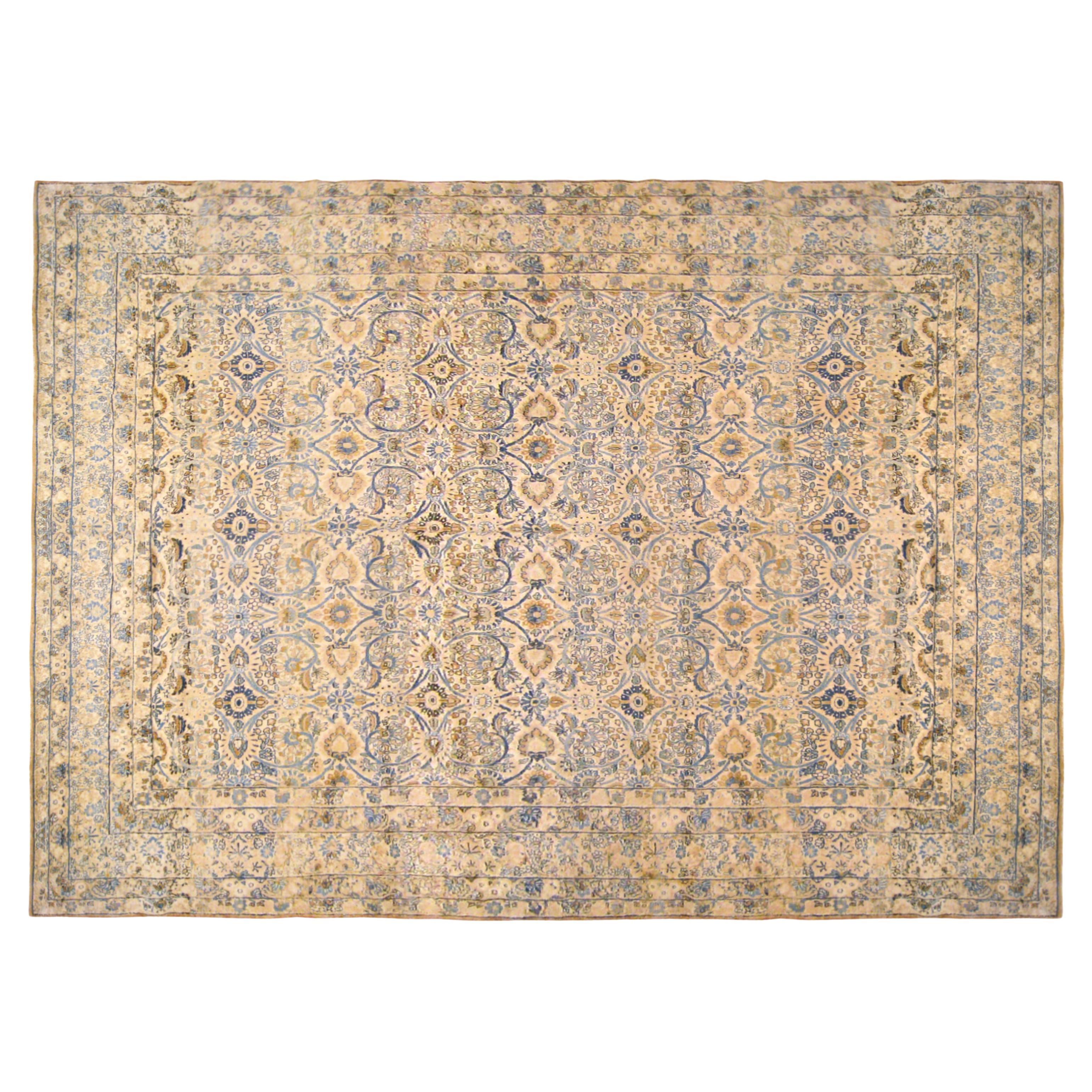 Antique Persian Lavar Oriental Carpet, in Room Size, with a Repeating Design For Sale