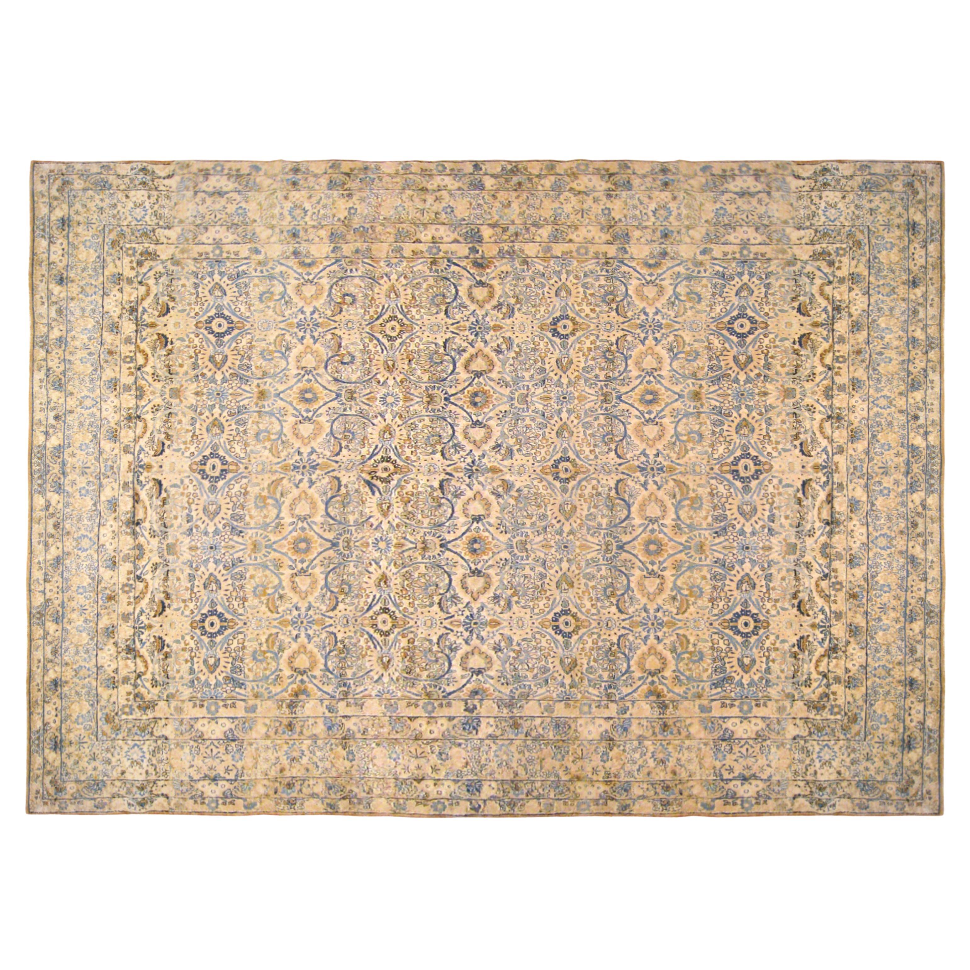 Tapis persan ancien Lavar Oriental, de taille normale, avec un design répétitif