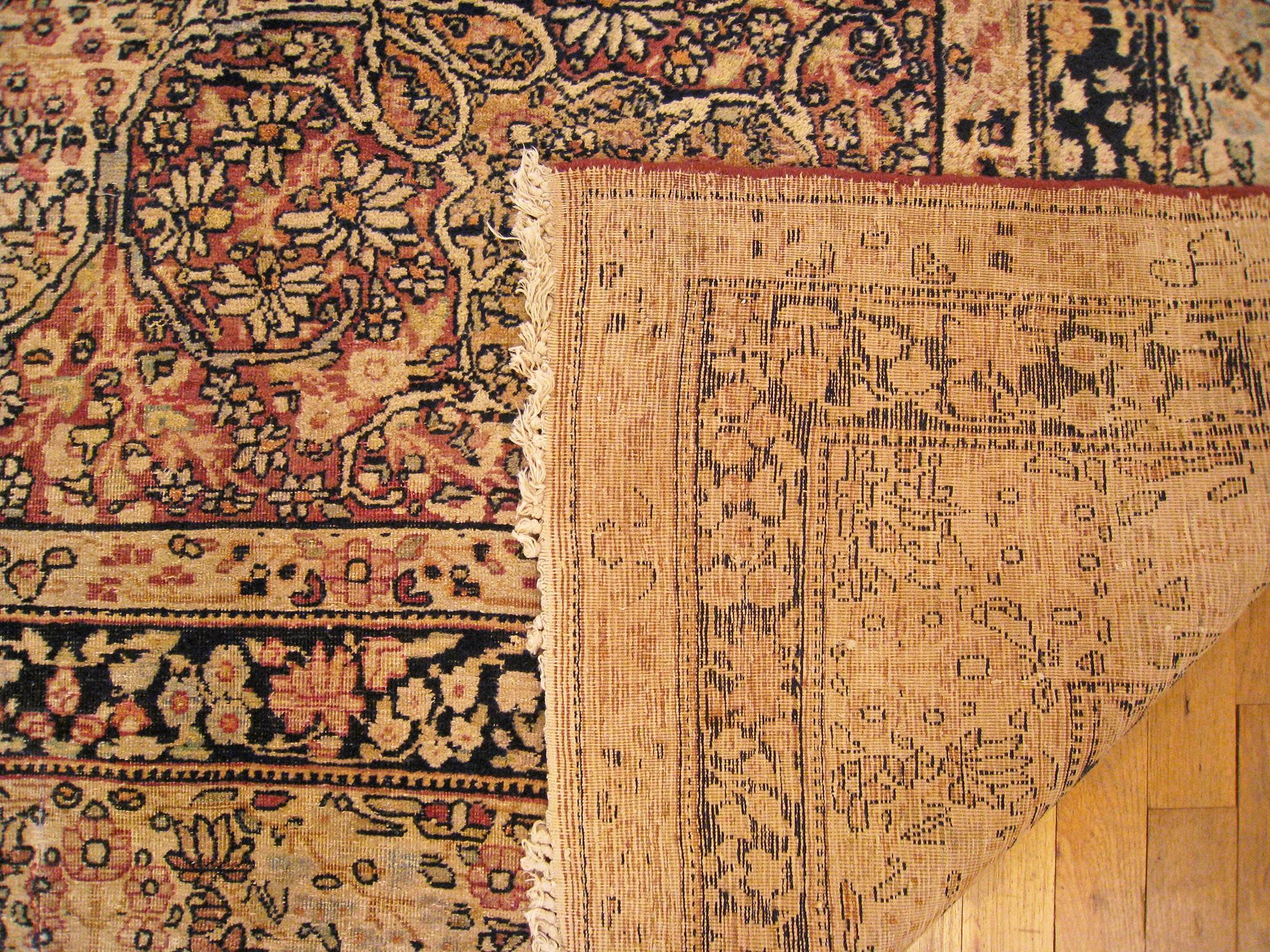 Antique Persian Lavar Oriental Carpet, in Room Size, with Central Medallion For Sale 2