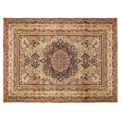 Antique Persian Lavar Oriental Carpet, in Small Size, with a Central Medallion