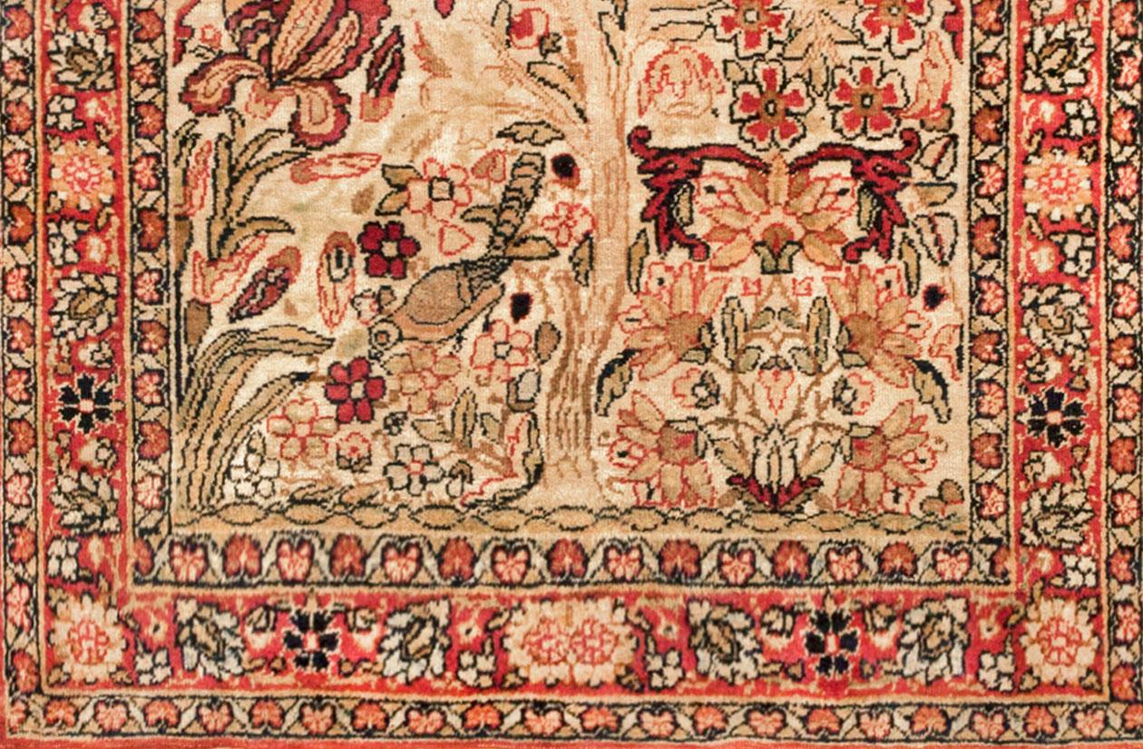 Antique Persian Lavar Oriental Carpet, in Small Size, with a Tree of Life Design In Good Condition For Sale In New York, NY