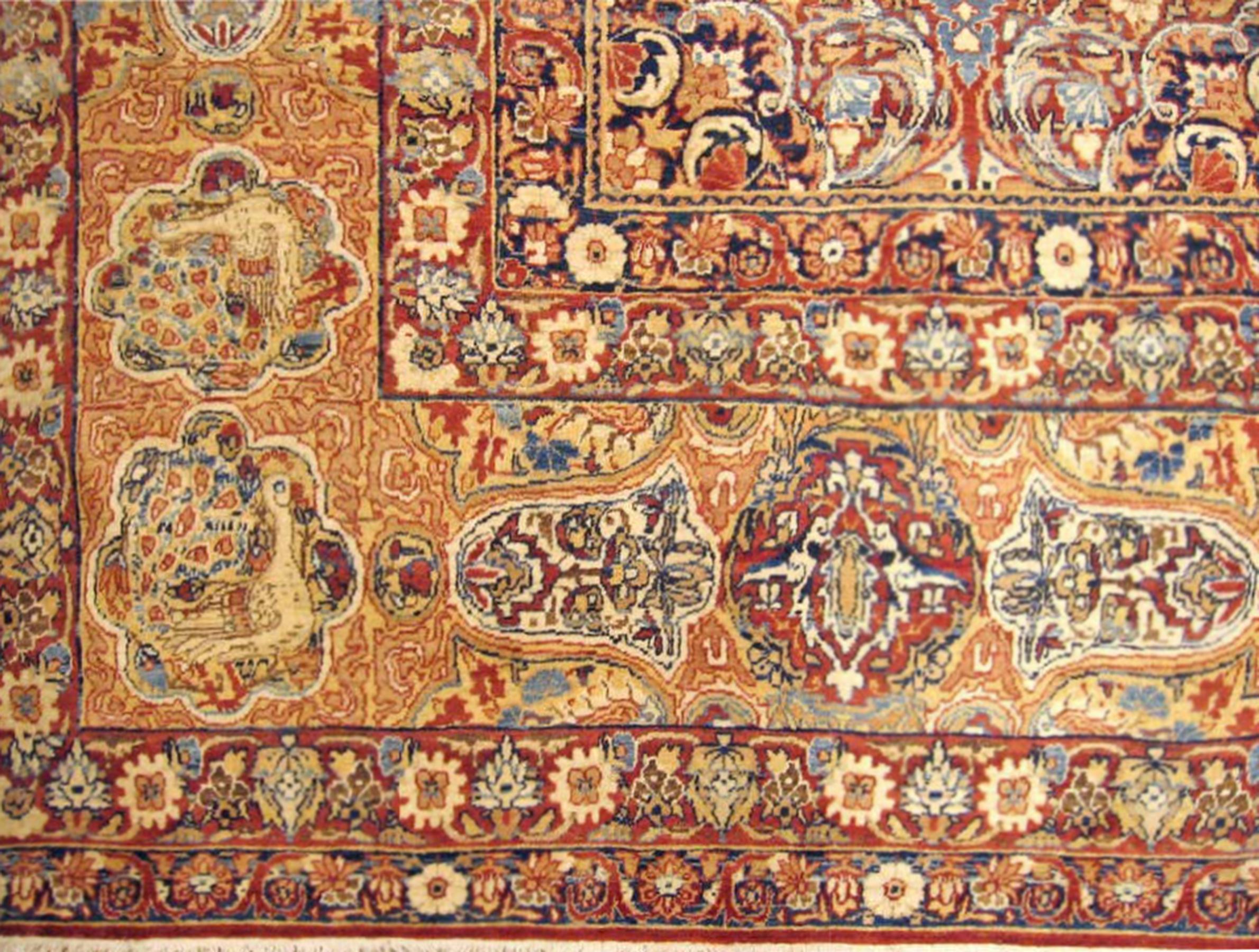 Antique Persian Lavar Oriental Rug, in Mansion Size, with Subdued Colors, c.1890 In Good Condition For Sale In New York, NY